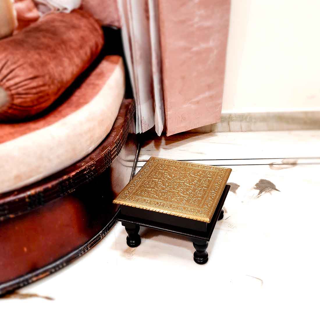 Brass Pooja Chowki - For Puja, Sitting & Home Decor - 10 Inch -apkamart #Style_Design 2