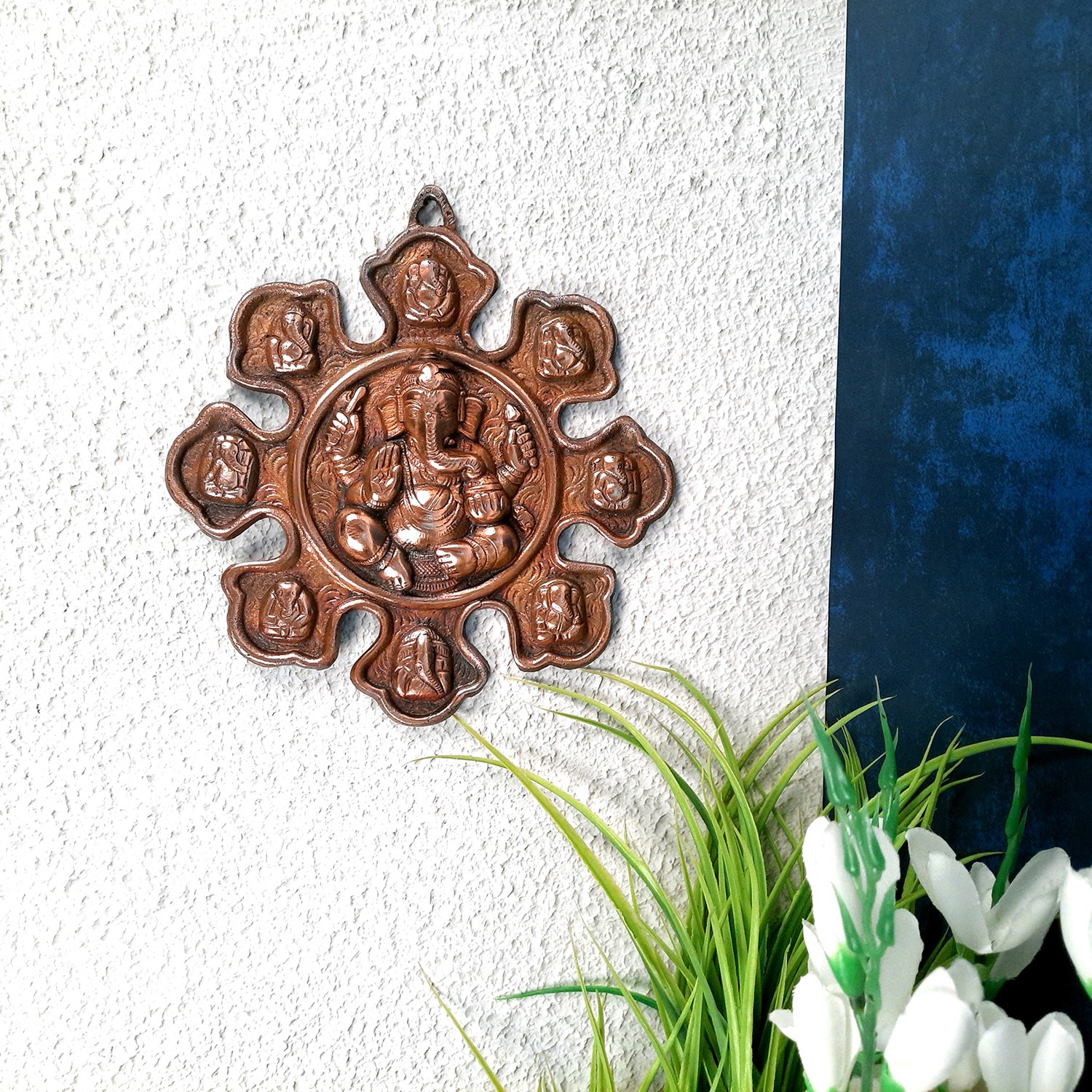 Decorative Asth Ganesh Wall Hanging - Ganapati Wall Decor - 9 Inch-Apkamart