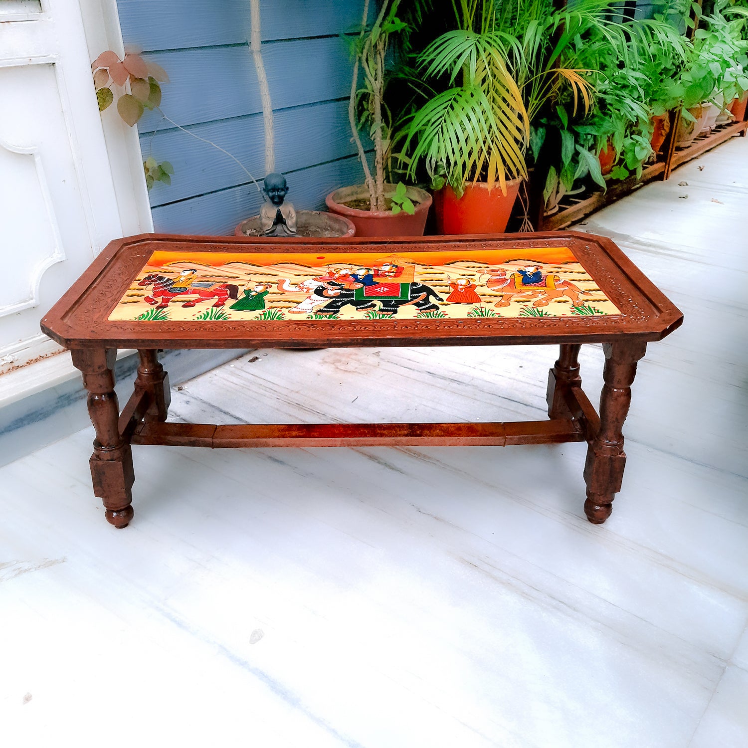 Wooden Center Table | Folding Coffee Table - For Living Room, Home Decor, Garden, Office - 36 Inch - apkamart