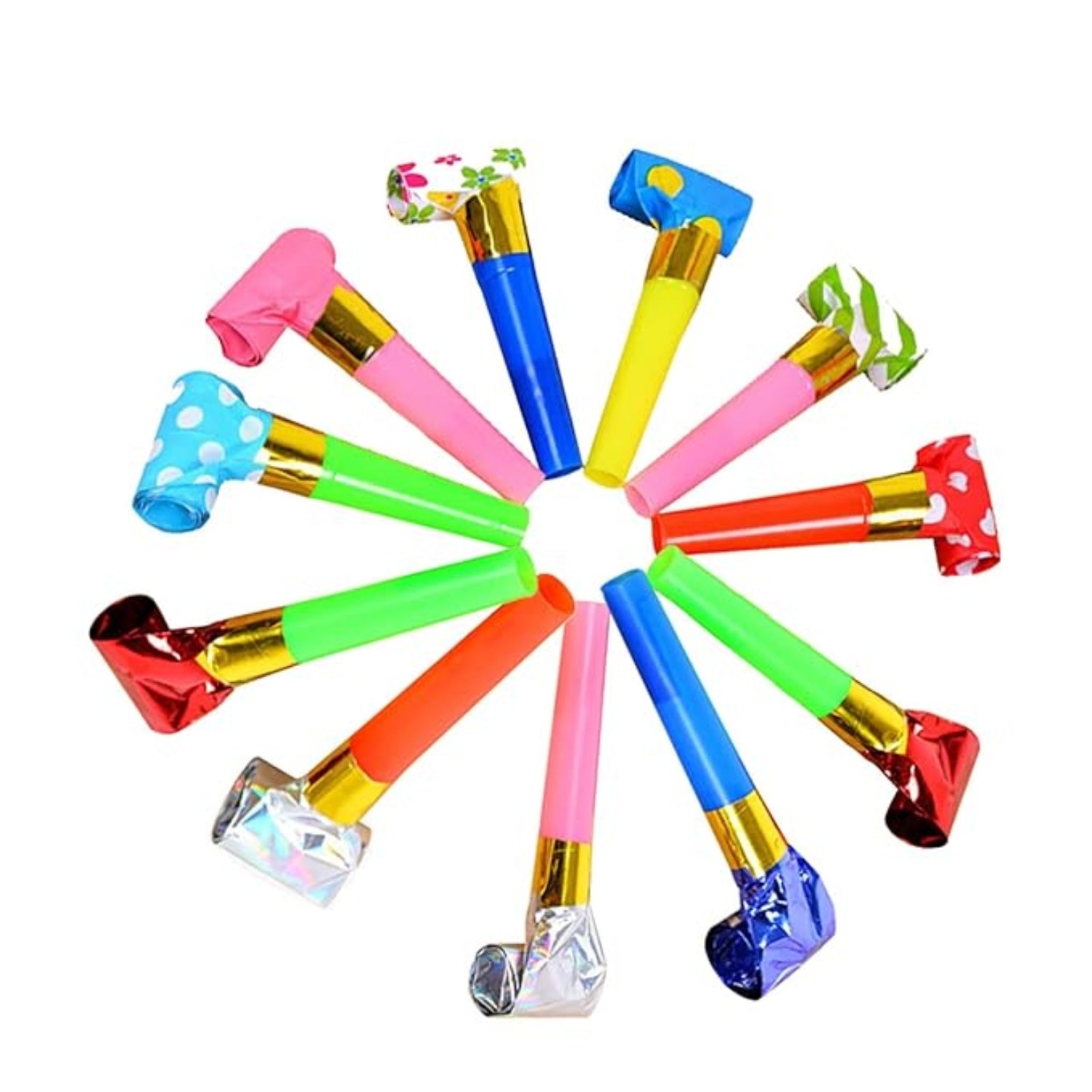 Party Horns for Kids Whistle Noise Makers Birthday Party Supplies Fun Party Favors for Boys Girls Colorful Celebration Accessories for School - 9 Inch(Pack Of 10) - Apkamart