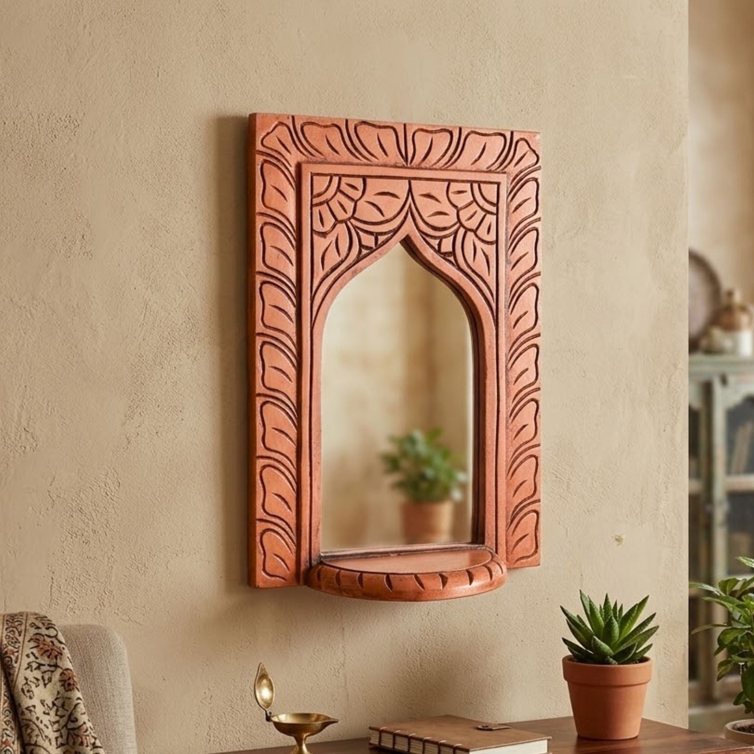 Wooden Jharokha Window Wall Hanging | Rajasthani Decor - 14 inch-Apkamart
