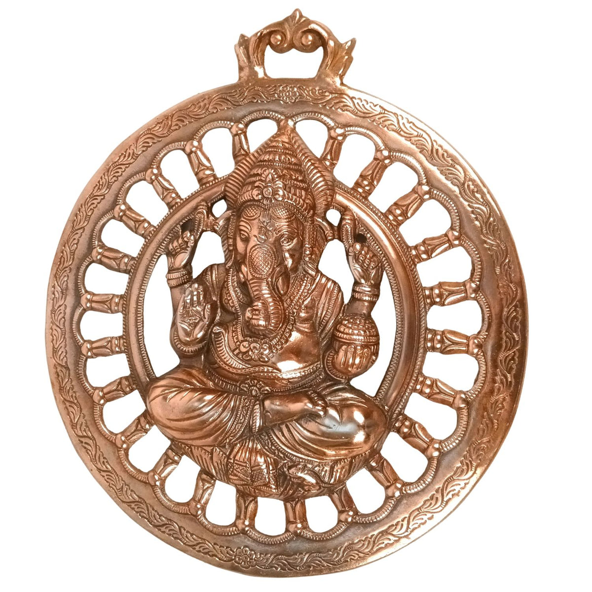 Ganesha Wall Hanging Metal Religious Wall Decor – 17 Inch-Apkamrt