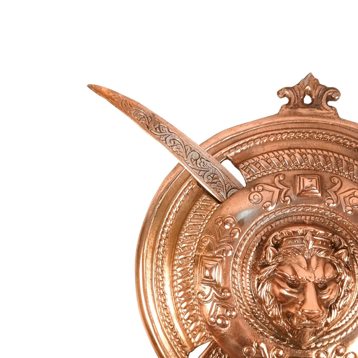 Lion Face Dhal Talwar Sword & Shield Wall Hanging – 15 Inch