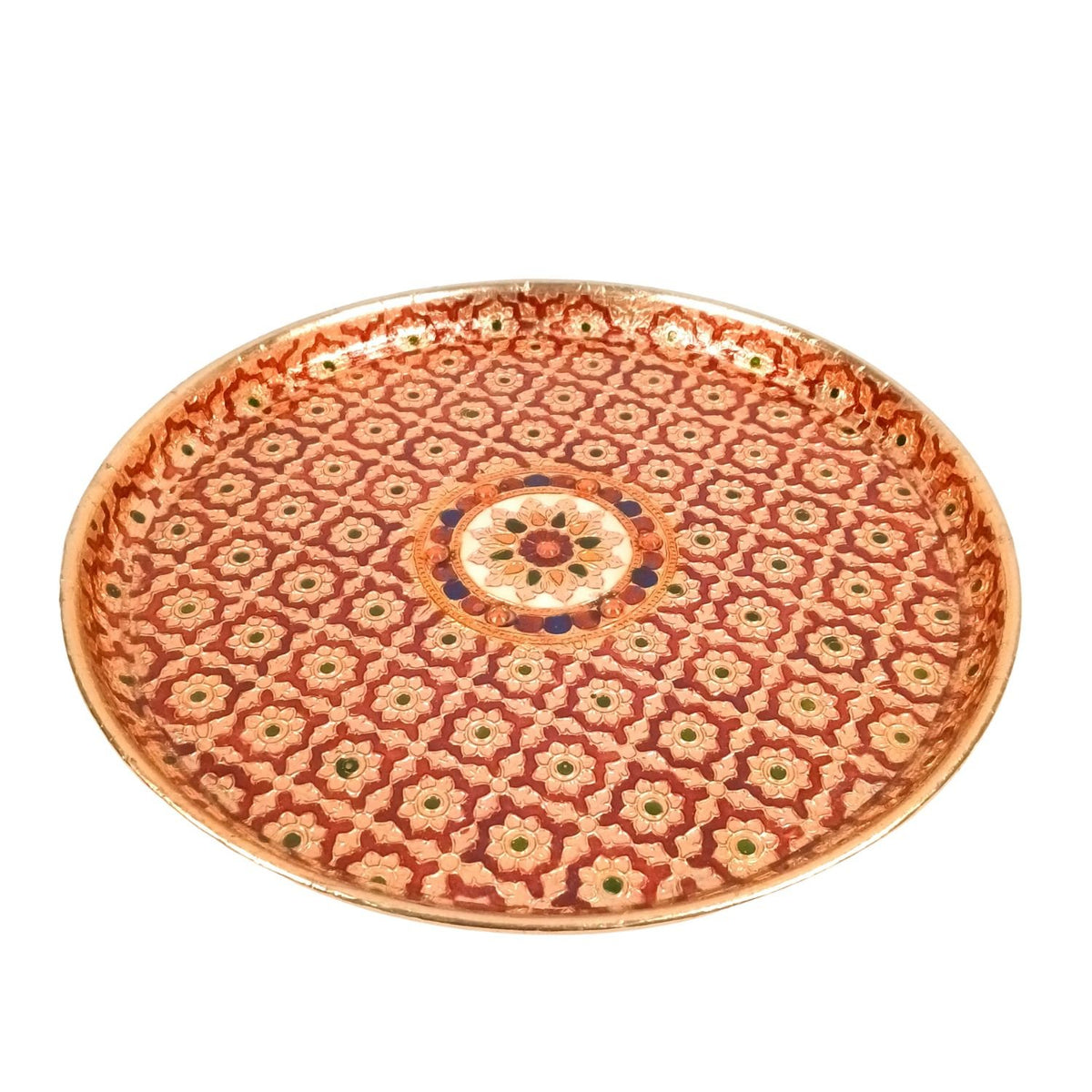 Meenakari Pooja Thali Steel Plate – 12 Inch