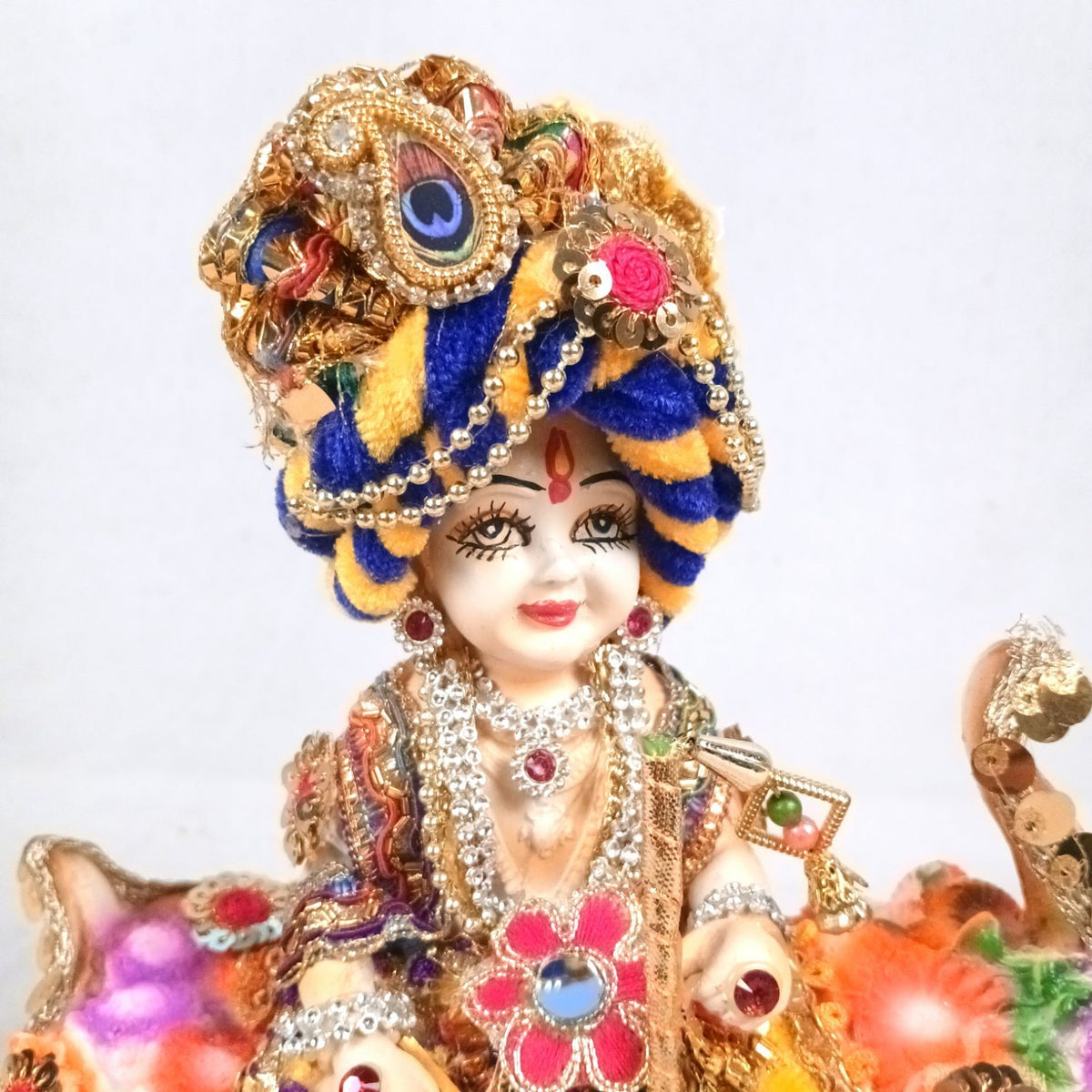 Laddu Gopal Baby Krishna in Floral Boat Statue Idol – 13 Inch