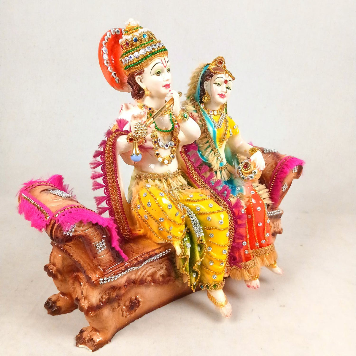 Radha Krishna on Royal Sofa Statue Idol – 12 Inch