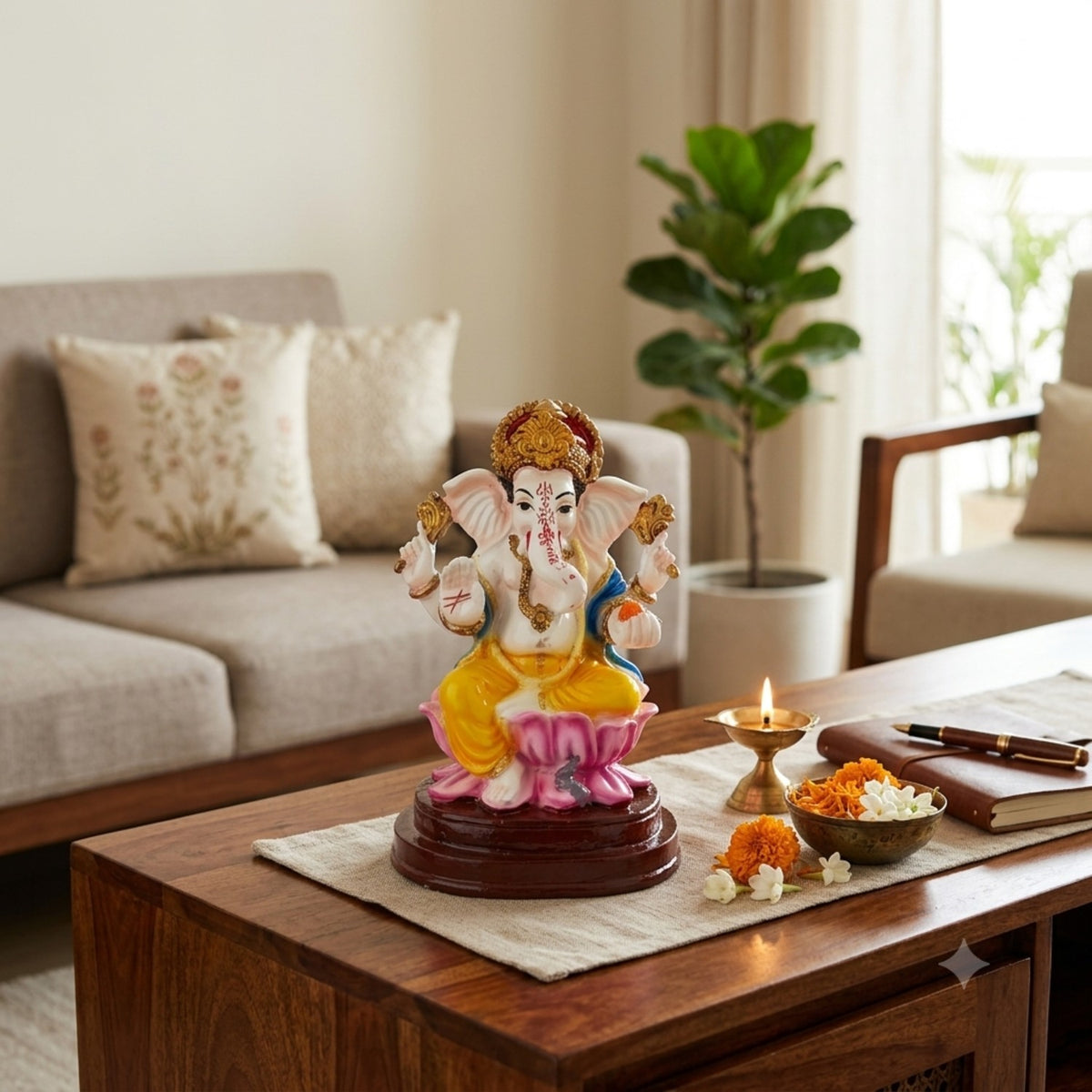 Lakshmi Ganesha Statue Idol Set For Diwali – 6 Inch-Apkamart