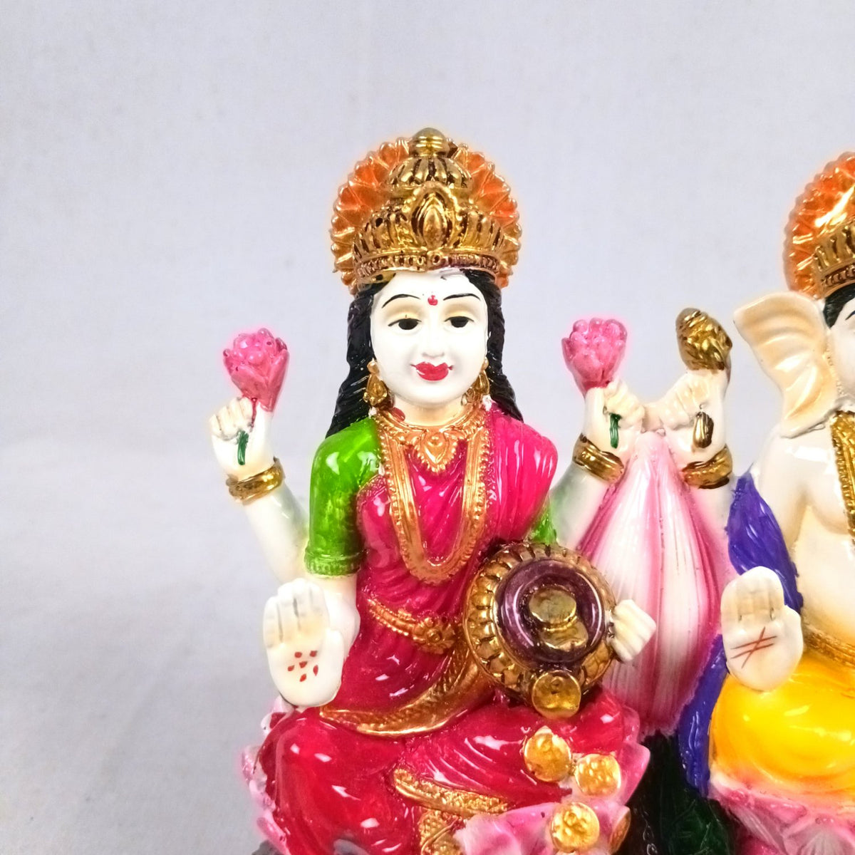 Lakshmi Ganesha Statue Idol with Coin Pot For Diwali Pooja – 6 Inch-Apkamart