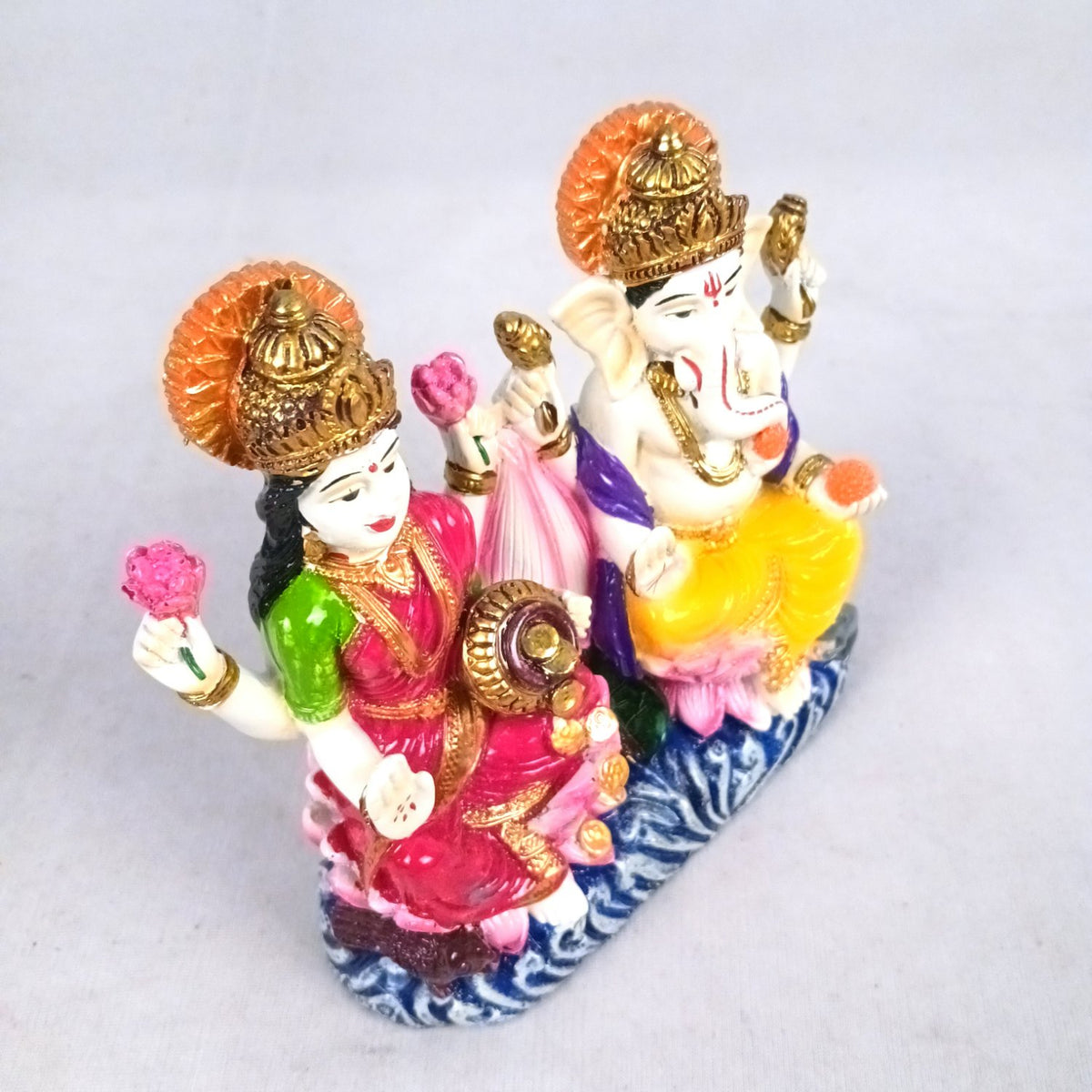 Lakshmi Ganesha Statue Idol with Coin Pot For Diwali Pooja – 6 Inch-Apkamart