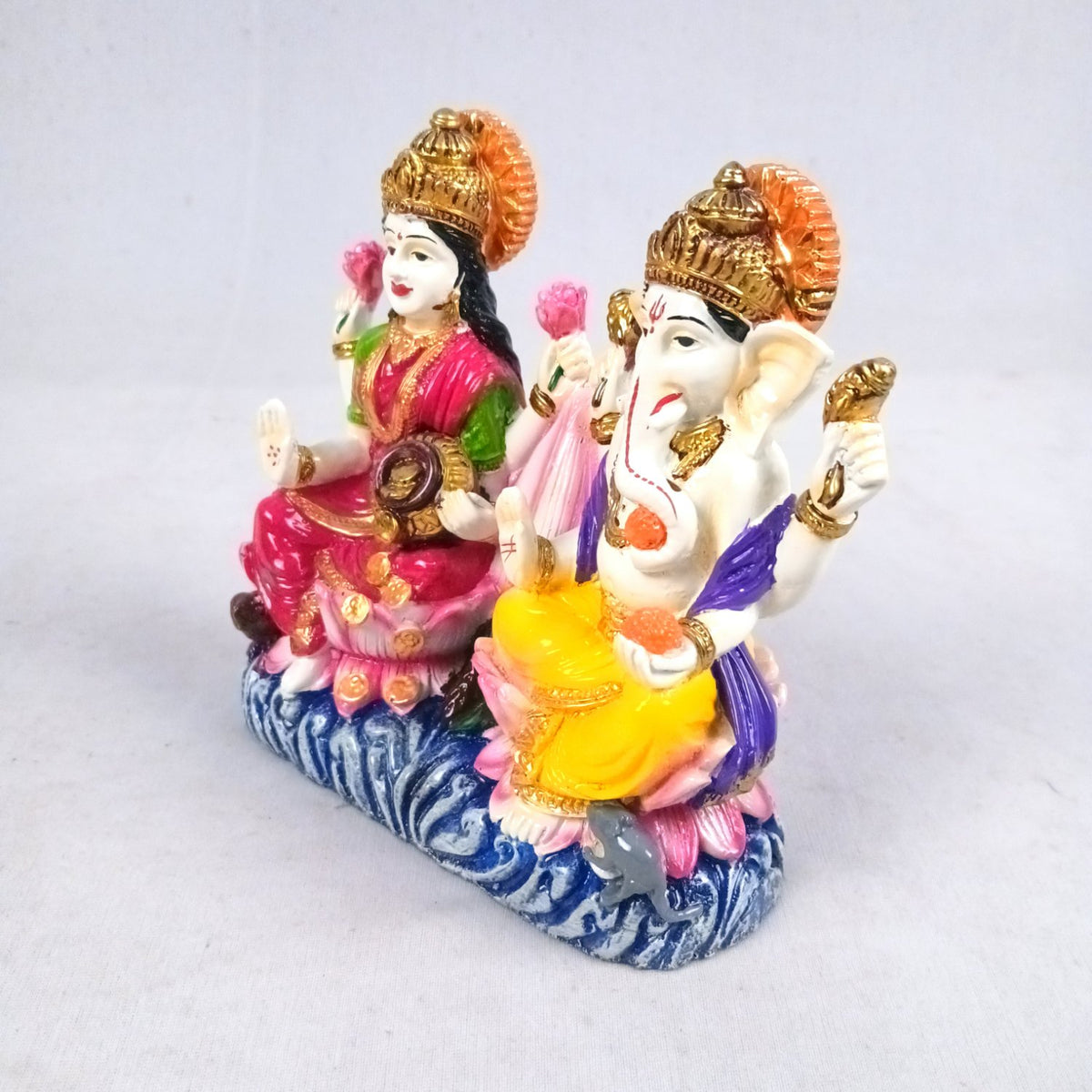 Lakshmi Ganesha Statue Idol with Coin Pot For Diwali Pooja – 6 Inch-Apkamart