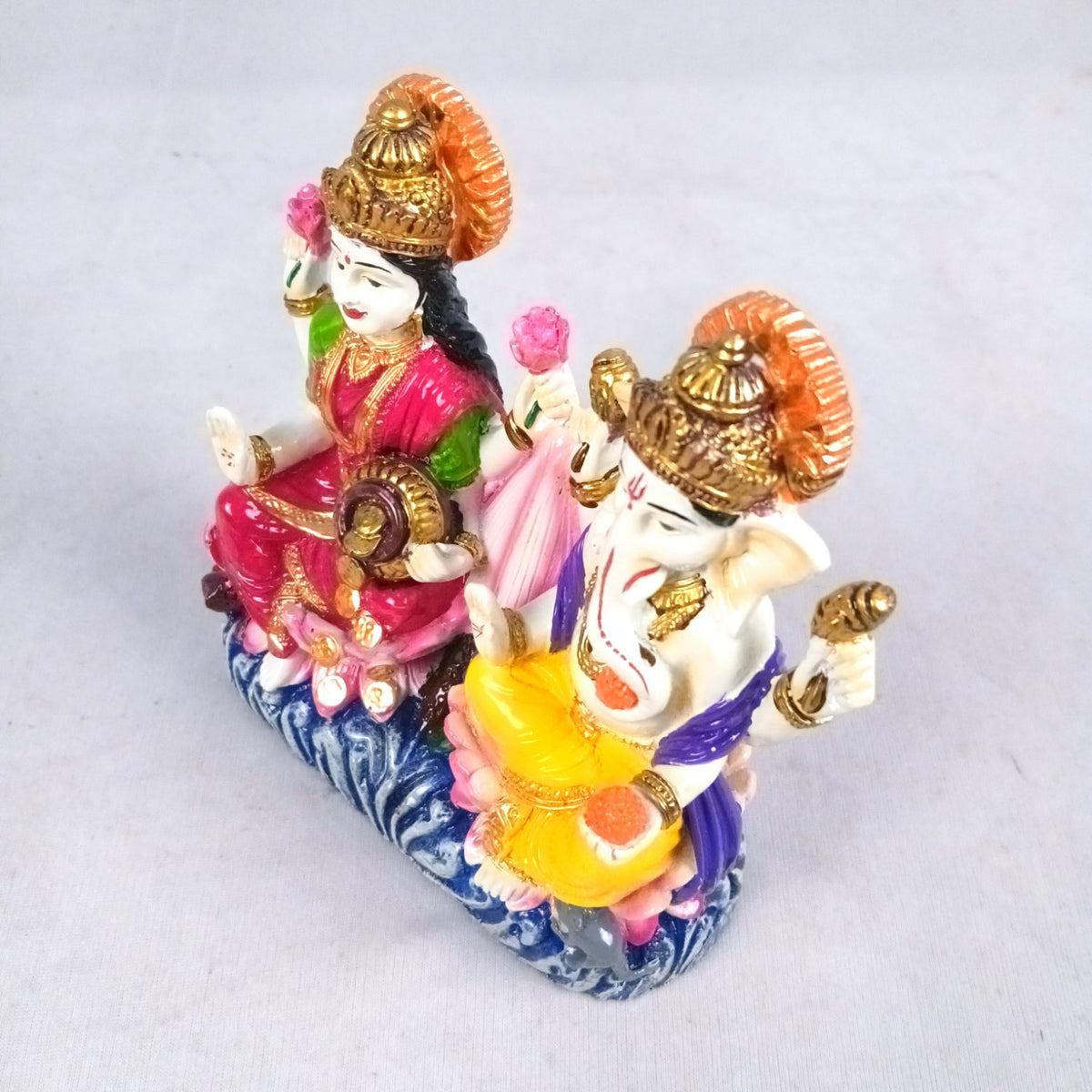 Lakshmi Ganesha Statue Idol with Coin Pot For Diwali Pooja – 6 Inch-Apkamart