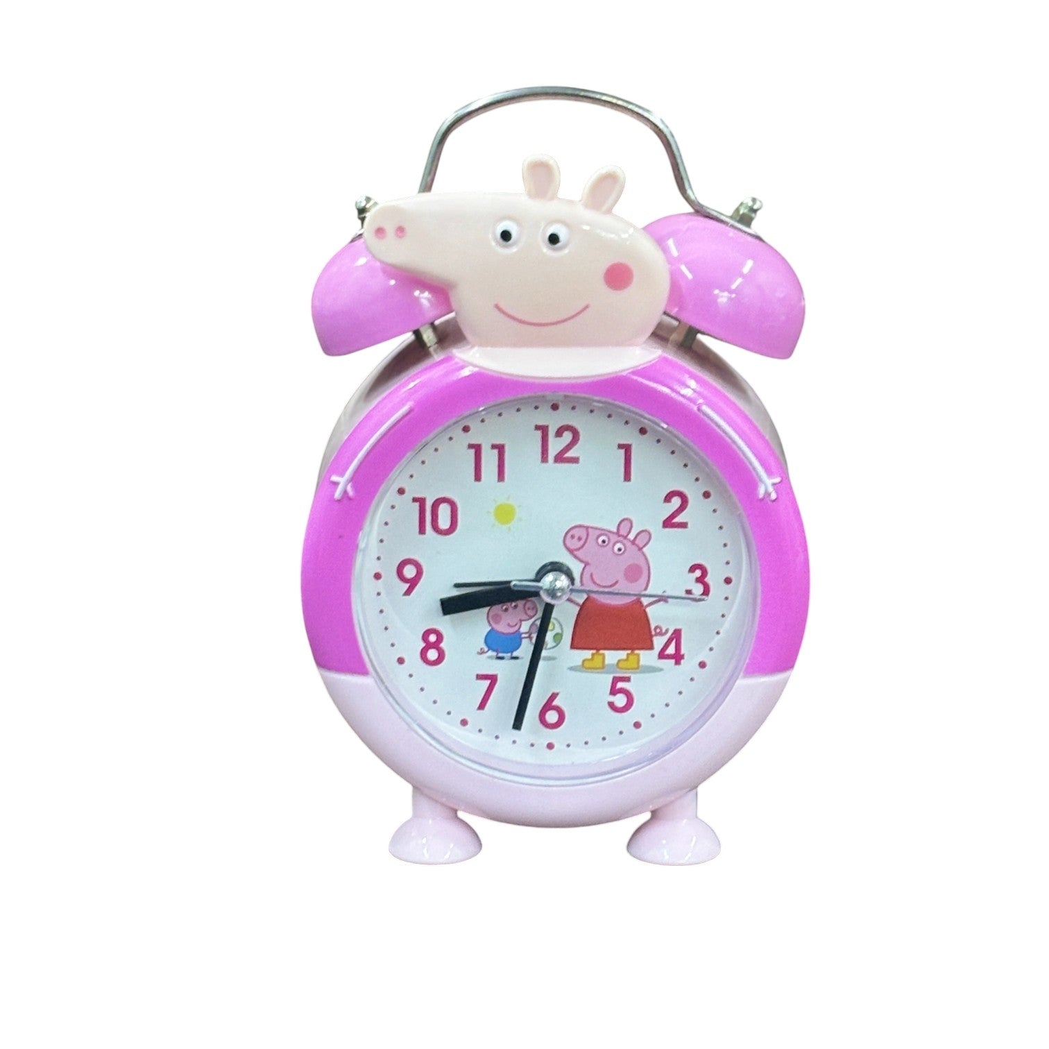 Cartoon Kids Alarm Clock | Cute Bedside Table Clock for Boys & Girls | Easy-to-Use Wake-Up Clock for Kids Room & Study Table | Battery Operated - 6 Inch - Apkamart #Color_Pink