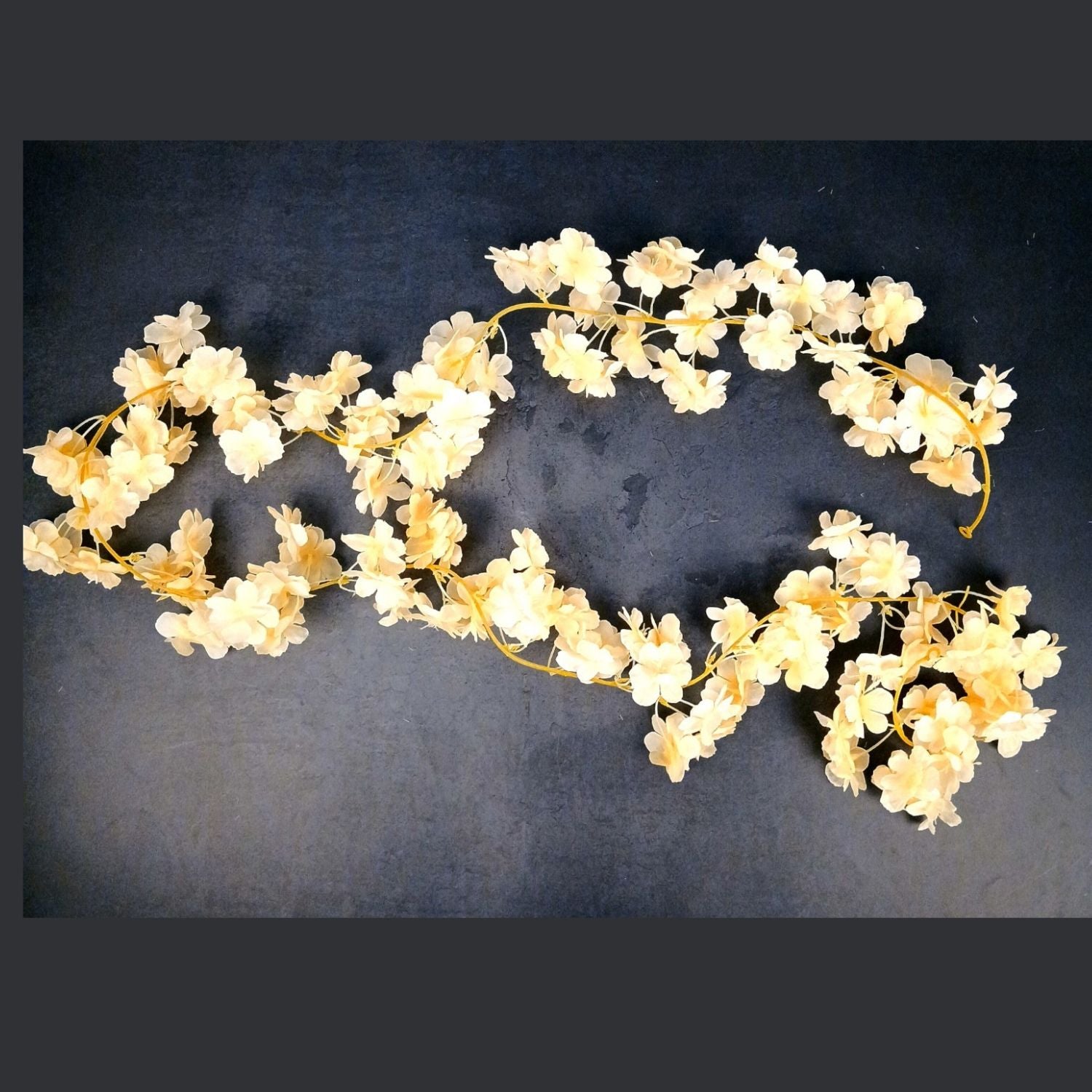 Artificial Hanging Flowers for Wall & Balcony | Faux Decorative Flower Bunch with Vine & Leaf | Perfect for Home Decor, Festive Styling & Housewarming Gifts - 68 Inch - Apkamart #Color_Cream