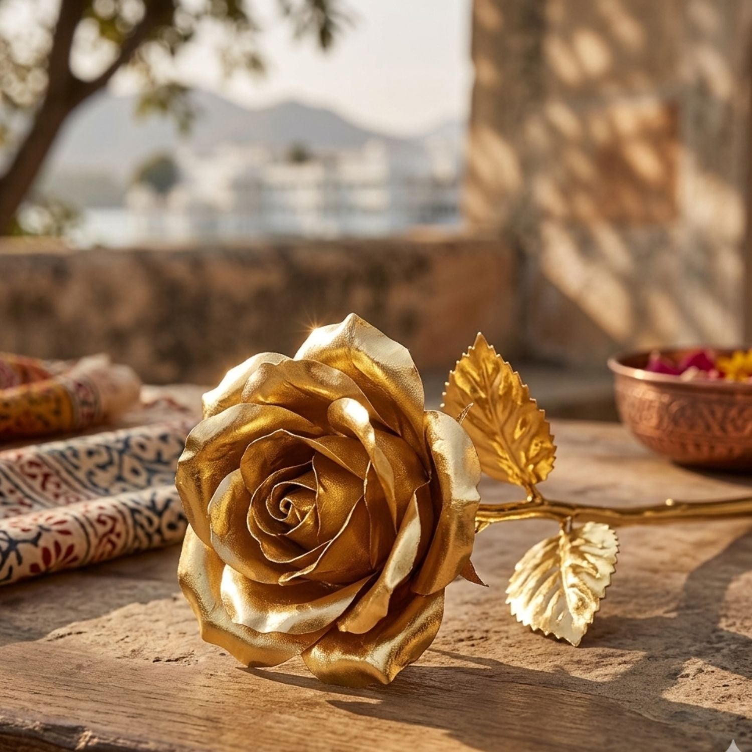 Artificial Golden Rose – 9 Inch Gift for Home - Apkamart