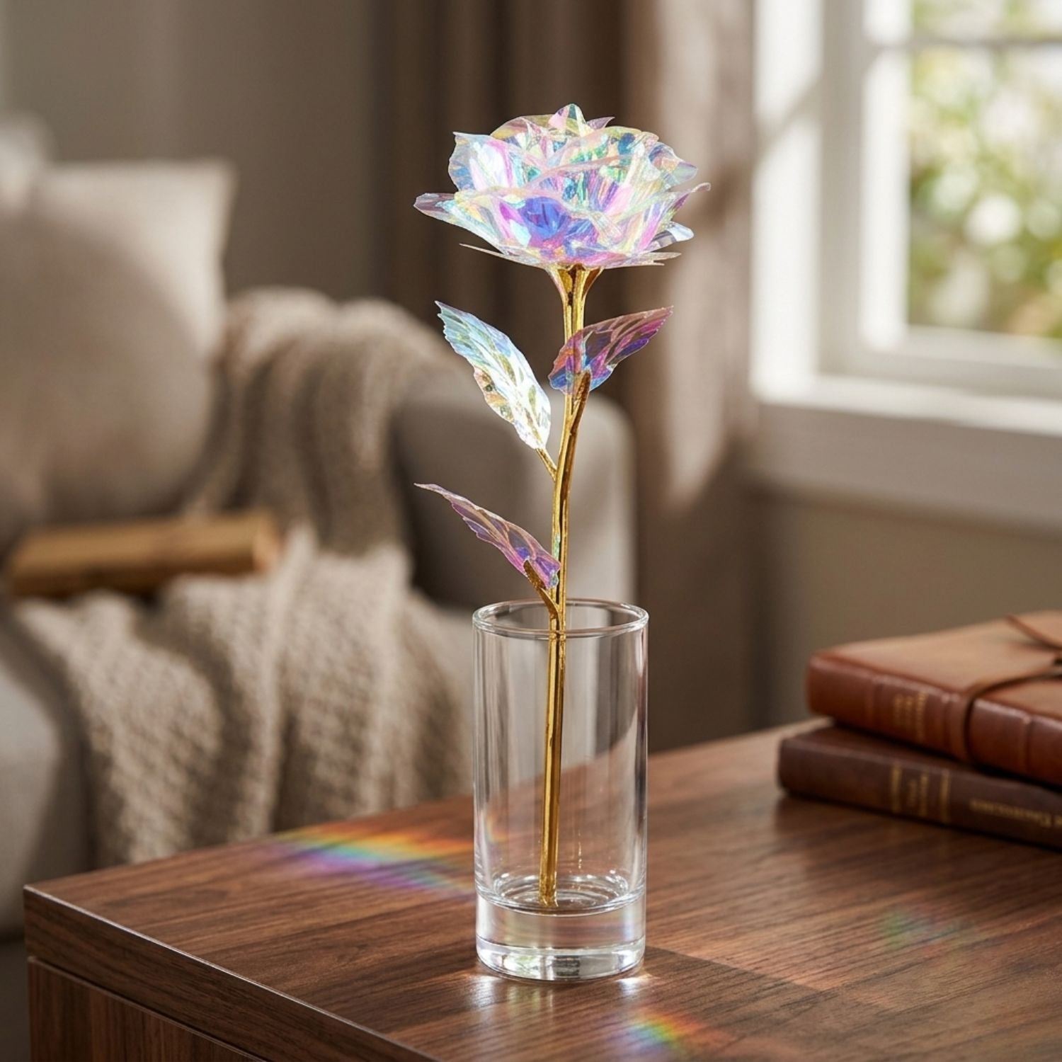 Artificial Crystal Rose – 9 Inch Gift for Home - Apkamart