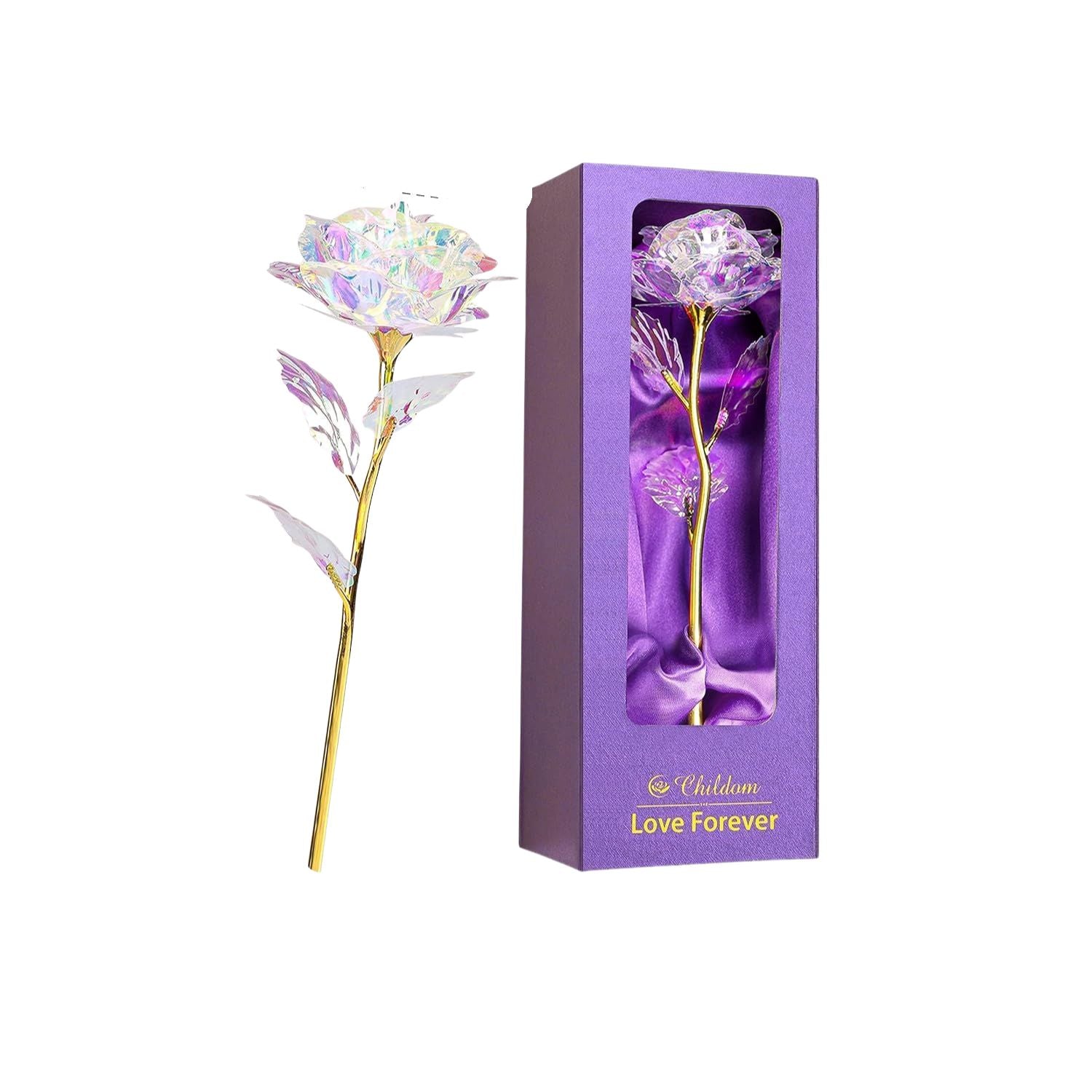 Artificial Crystal Rose – 9 Inch Gift for Home - Apkamart