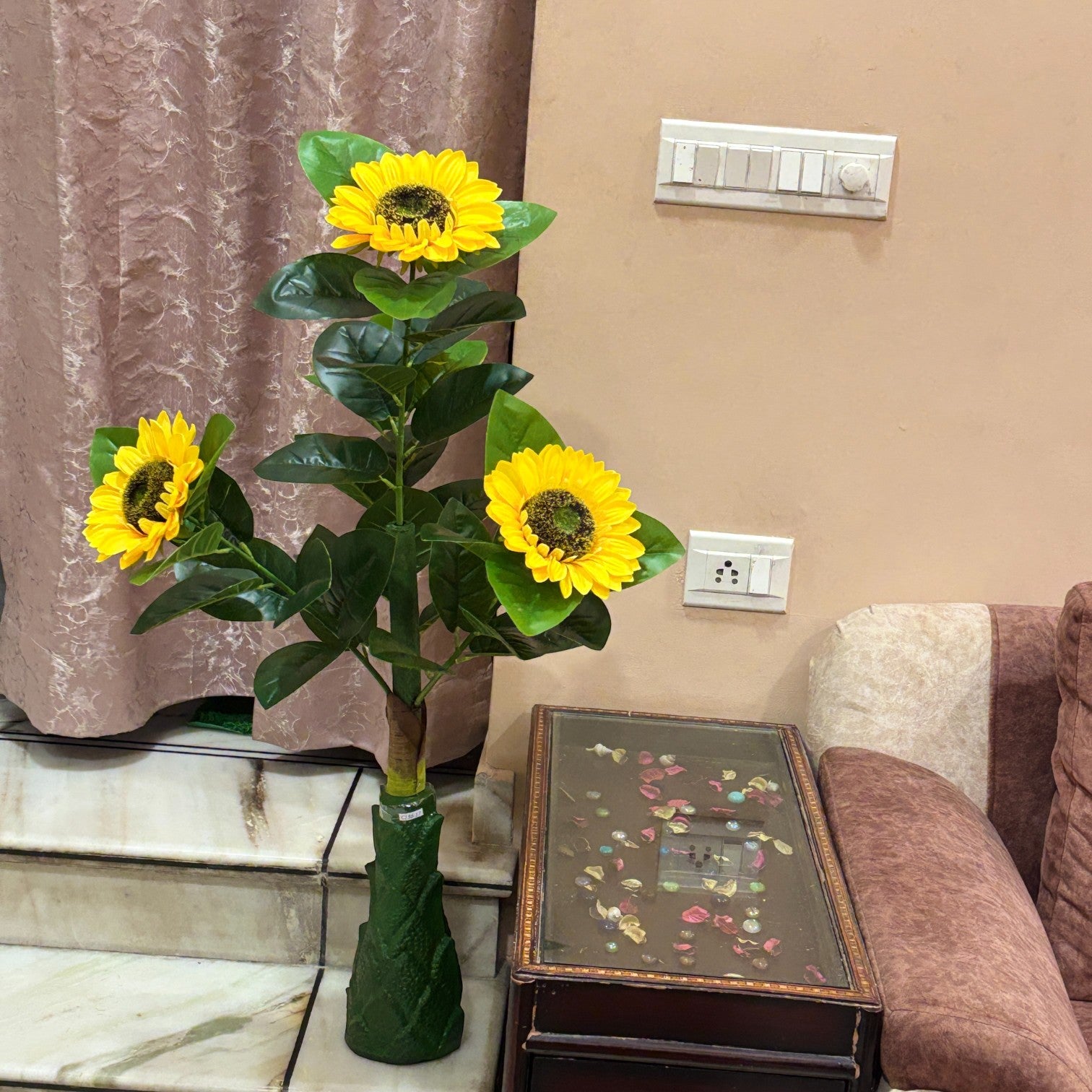 Artificial Leaf Tree | Faux Leaf Vine Plant | Decorative Plant Bush for Home Office Balcony Living Room Indoor Outdoor Tabletop | Diwali Decor & Gifting - 41 Inch