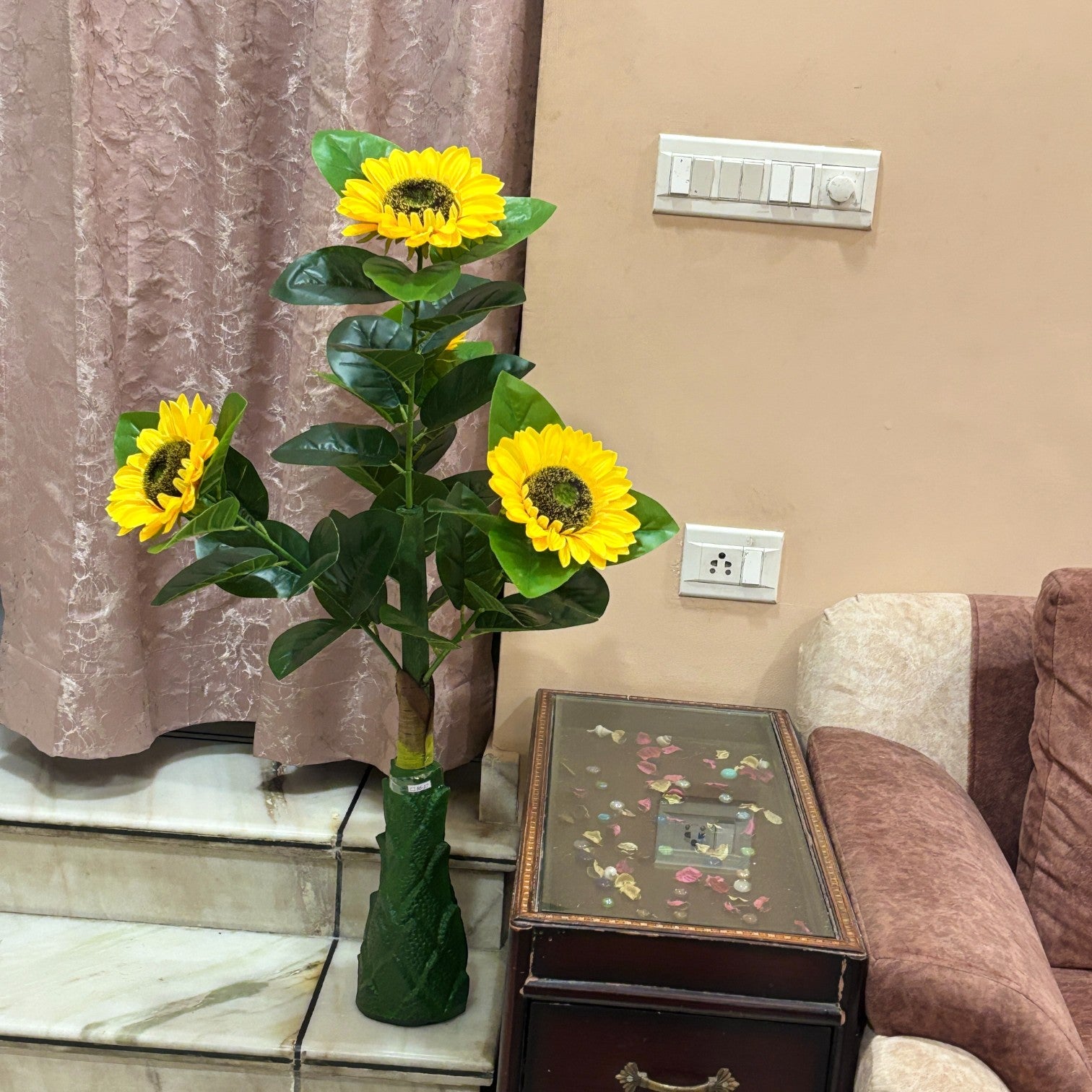 Artificial Leaf Tree | Faux Leaf Vine Plant | Decorative Plant Bush for Home Office Balcony Living Room Indoor Outdoor Tabletop | Diwali Decor & Gifting - 41 Inch