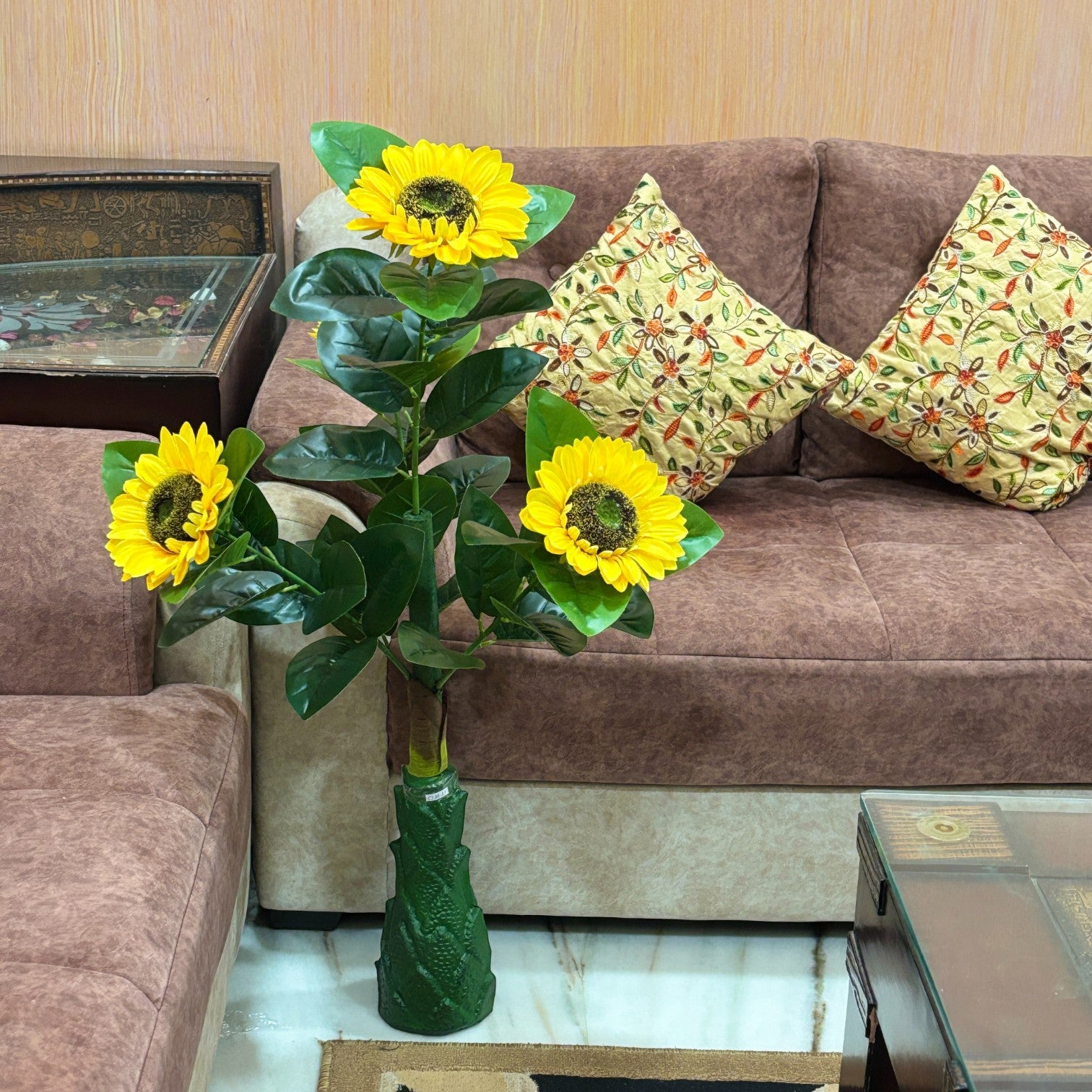 Artificial Leaf Tree | Faux Leaf Vine Plant | Decorative Plant Bush for Home Office Balcony Living Room Indoor Outdoor Tabletop | Diwali Decor & Gifting - 41 Inch