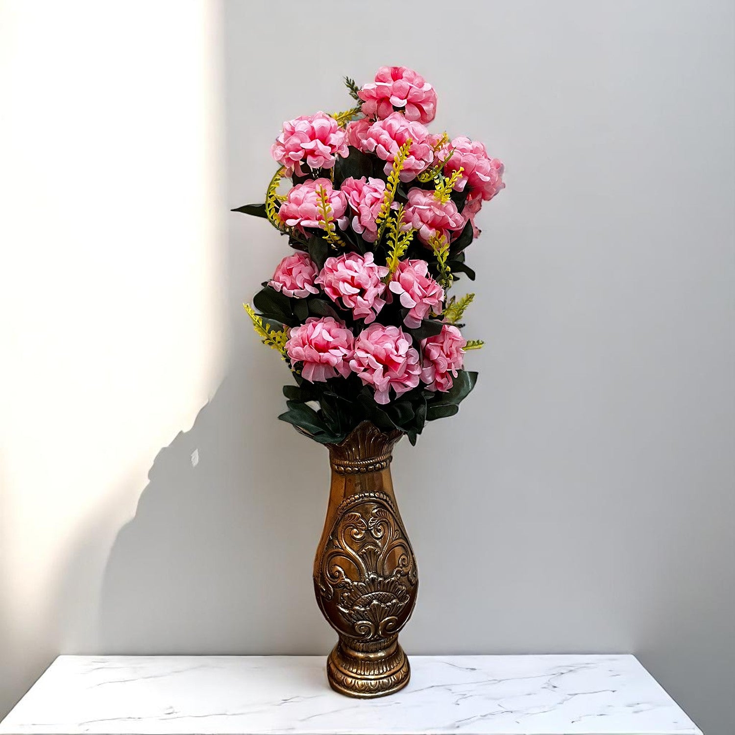Artificial Flowers Carnation Bunches | Faux Flower Sticks - for Home Decor, Living Room, Office & Festivals Decoration (Vase Not Included) - 27 Inch - Apkamart #Colour_Pink