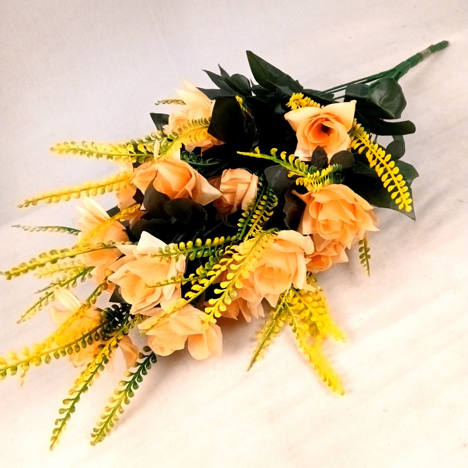 Artificial Flower Rose Bouquets | Faux Flowers Bunch - for Table Vase, Pot, Home Decor, Living Room, Side Table Centerpiece - 26 Inch - Apkamart #Colour_Orange