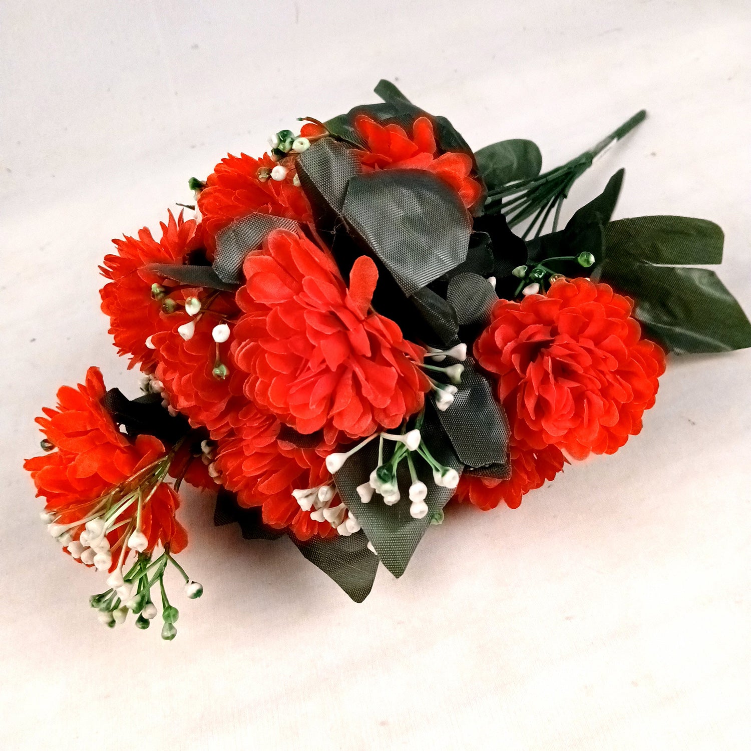 Artificial Flower Plant With Vase Pot | Decorative Flowers Bunch & Stems - for Table Vase, Pot, Home Decor, Living Room, Side Table Centerpiece & Festival Decoration - Apkamart #Colour_Red