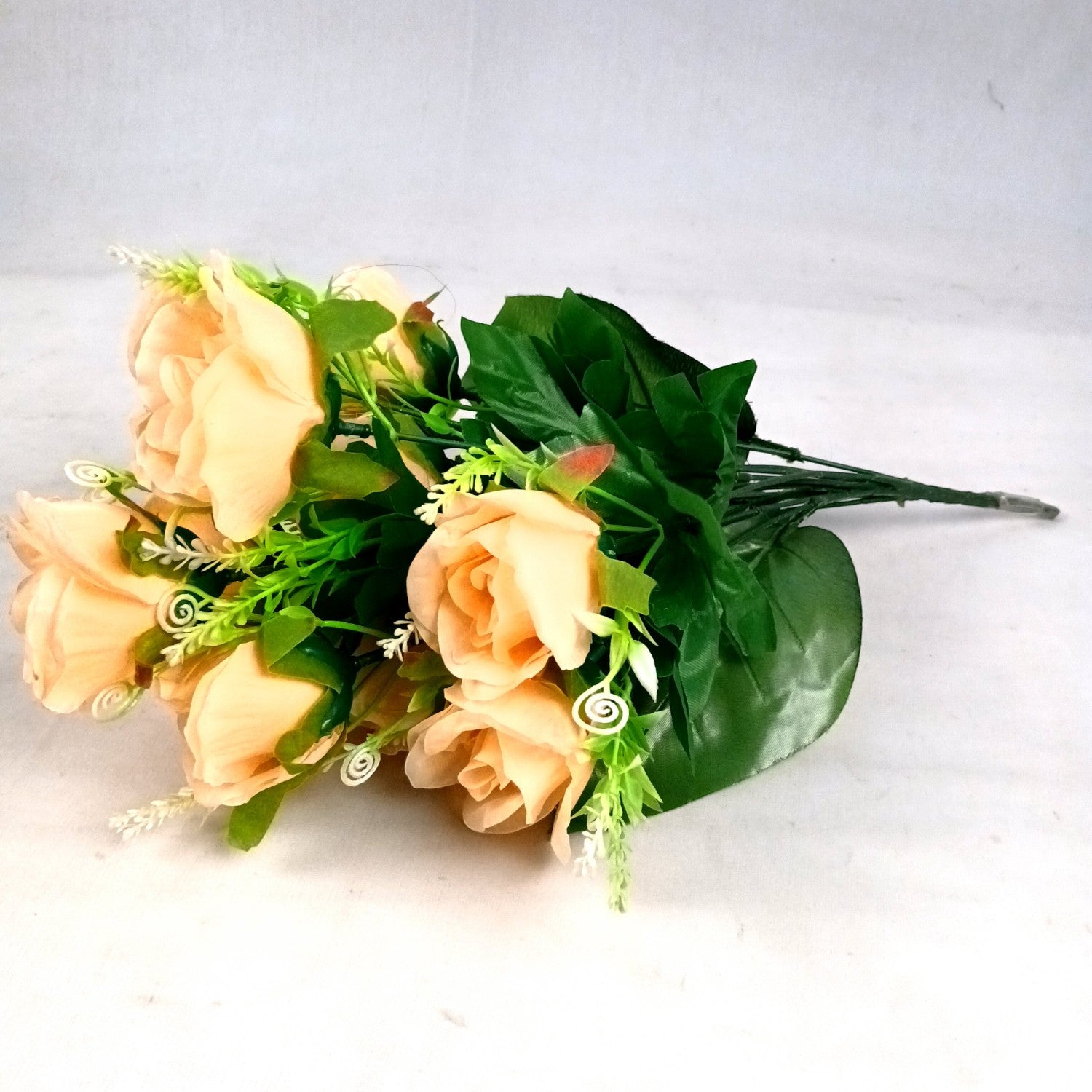 Artificial Rose Flower Bouquets | Faux Flowers Bunch - for Table Vase, Pot, Home Decor, Living Room, Side Table Centerpiece - 17 Inch - Apkamart #Style_Design 1