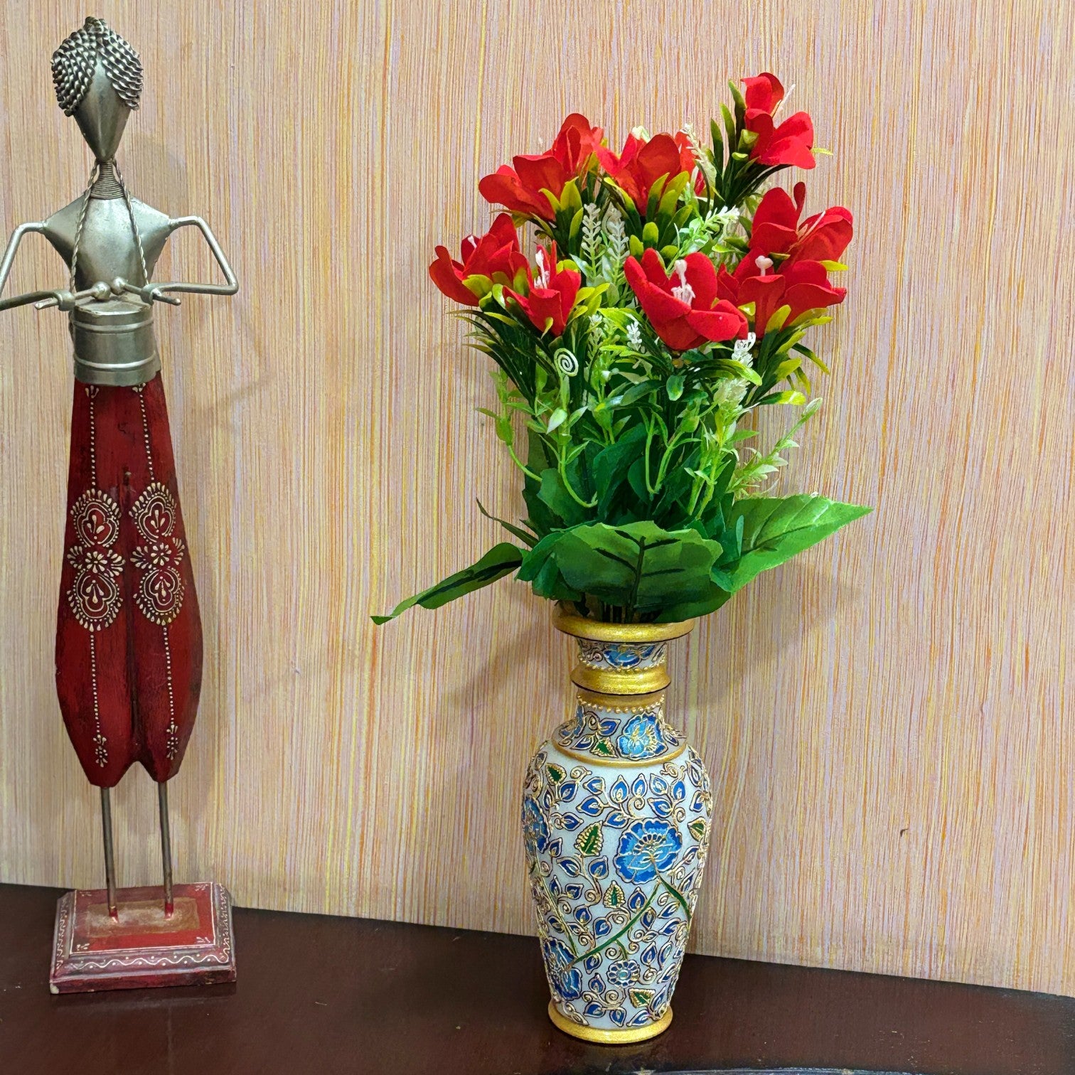 Artificial Flower Bunch | Faux Decorative Flowers for Home, Balcony & Office | Long-Lasting Flower Arrangement for Living Room, Bedroom, Garden, Diwali - 17 Inch - Apkamart