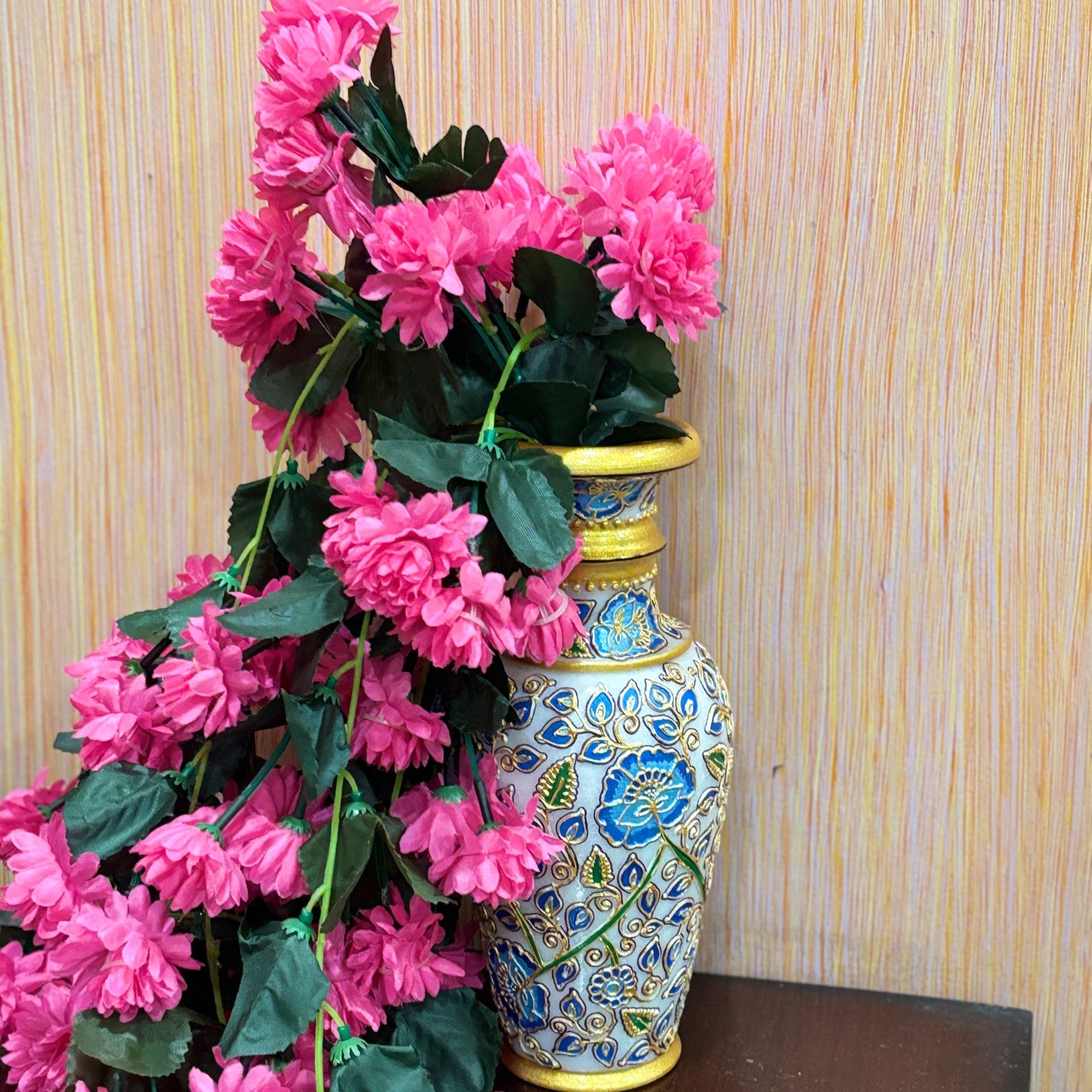 Hanging Bunch of Flowers | Faux Flower Vine with Leaves | Decorative Artificial Flower for Balcony, Living Room, Home Decor & Festive Diwali Decoration - 30 Inch - Apkamart #Color_Pink