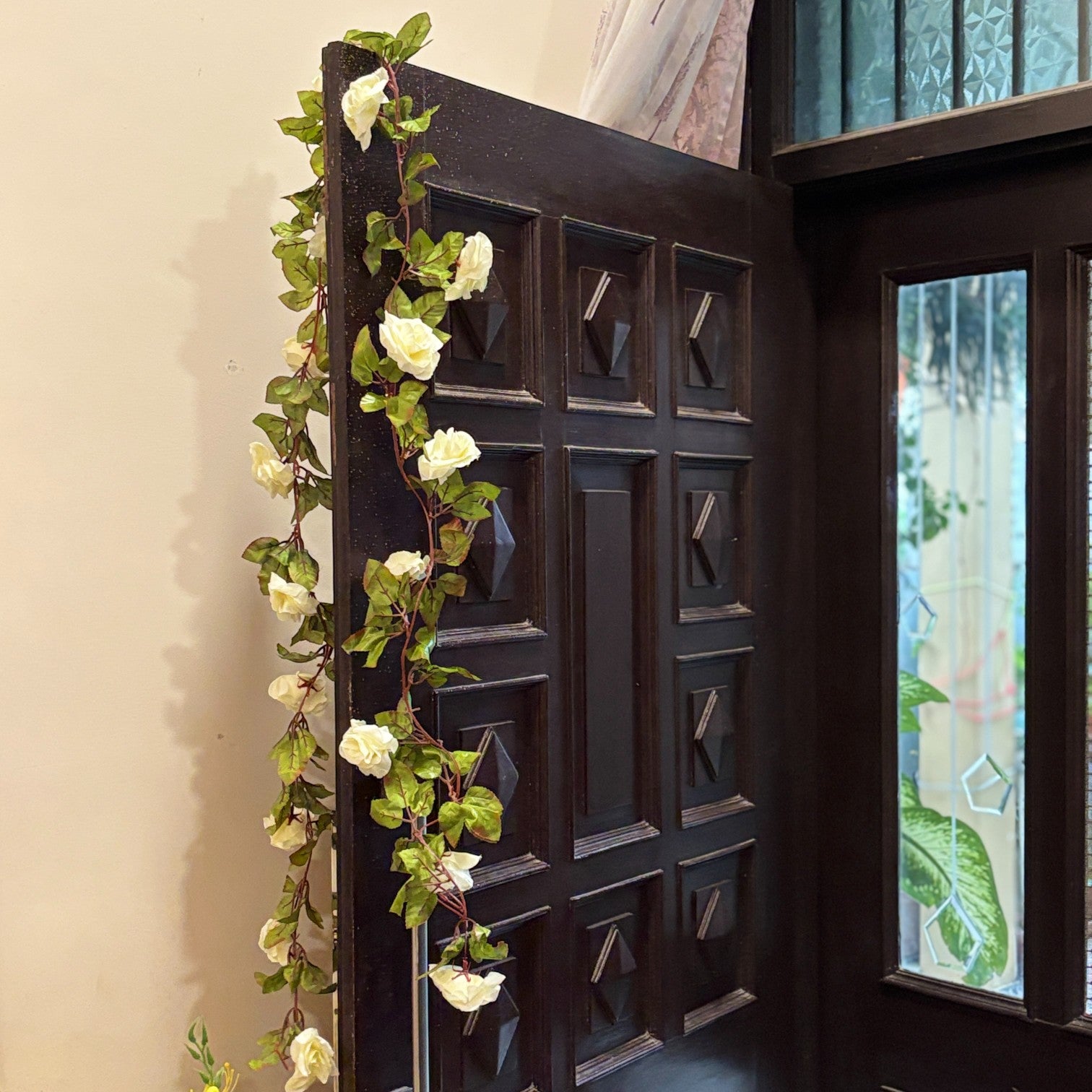 Artificial Hanging Flower Bunch | Faux Decorative Vine Flowers for Wall, Balcony & Pots | Perfect for Home, Office, Diwali Decoration & Housewarming Gifts - 83 Inch - Apkamart #Color_White