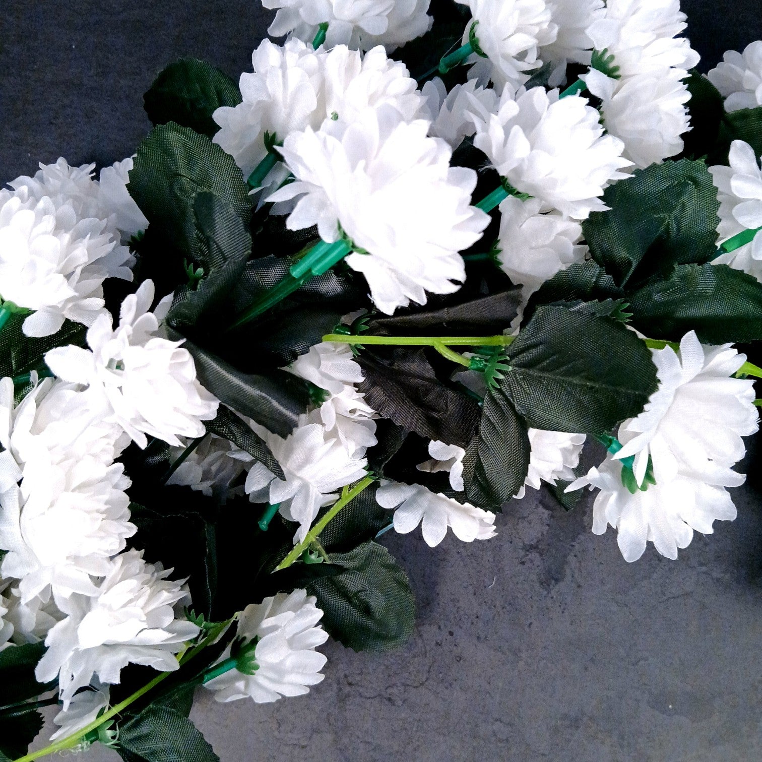 Hanging Bunch of Flowers | Faux Flower Vine with Leaves | Decorative Artificial Flower for Balcony, Living Room, Home Decor & Festive Diwali Decoration - 30 Inch - Apkamart #Color_White