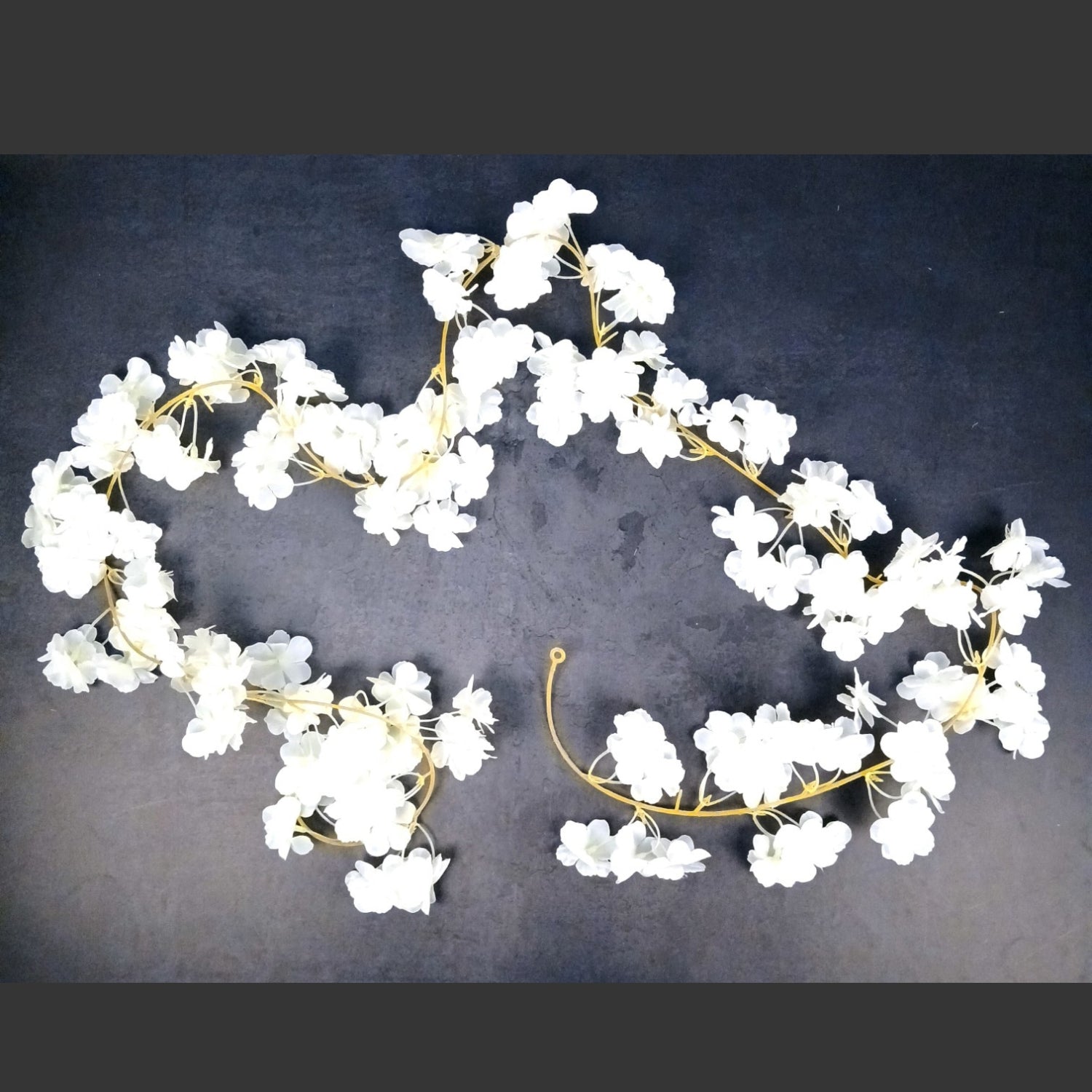 Decorative Hanging Flower Bunch | Faux Artificial Flowers with Vine & Leaf for Balcony, Wall & Office | Long-Lasting Flowers for Diwali & Festive Decoration - 68 Inch - Apkamart #Color_White