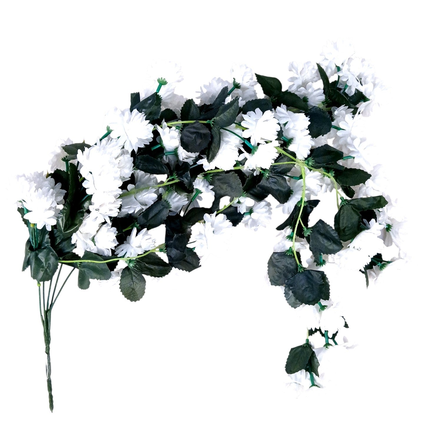 Hanging Bunch of Flowers | Faux Flower Vine with Leaves | Decorative Artificial Flower for Balcony, Living Room, Home Decor & Festive Diwali Decoration - 30 Inch - Apkamart #Color_White