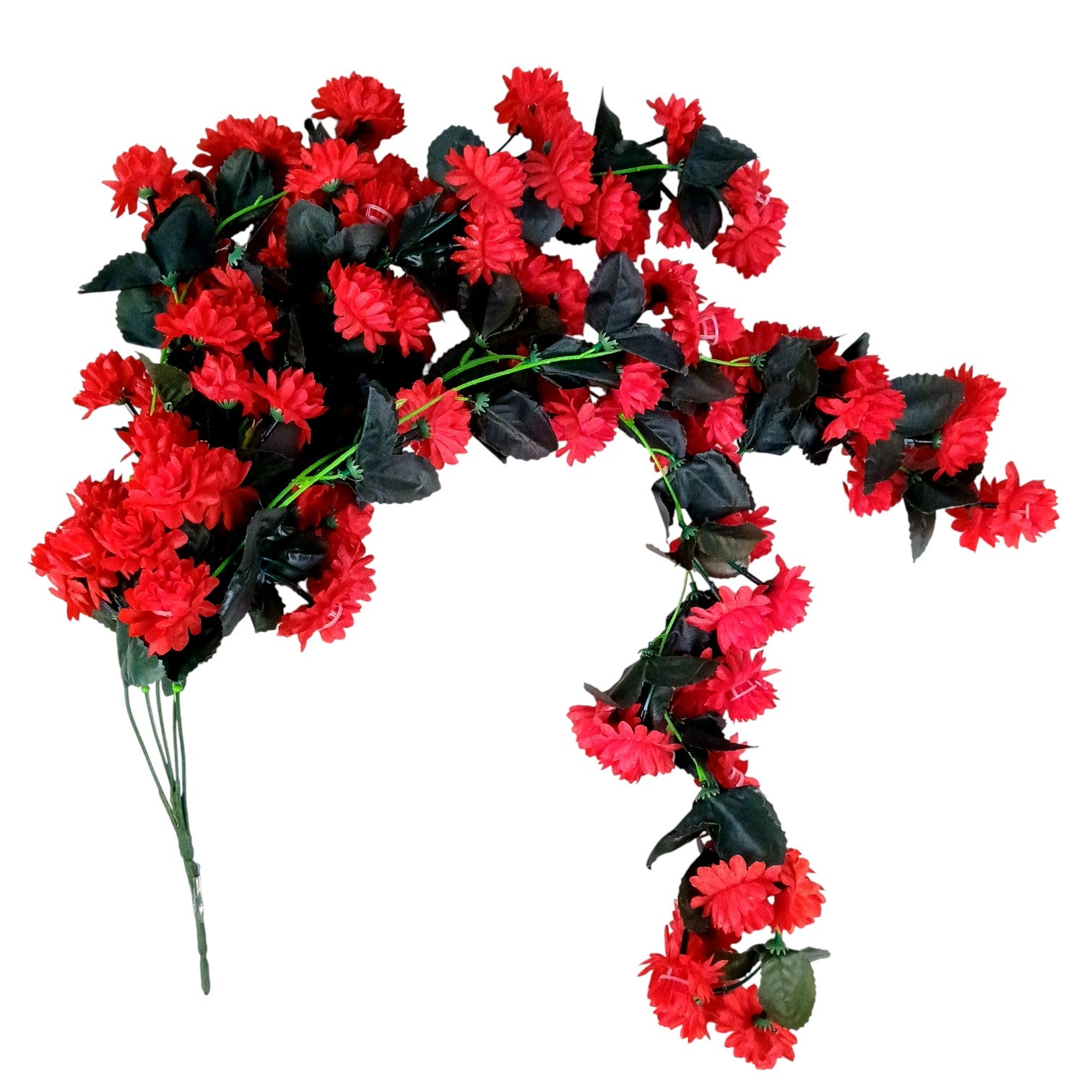 Artificial Hanging Flower Bunch | Faux Vine Flower Arrangement for Balcony, Living Room, Flower Pots & Stands | Artificial Leaf & Flower Bunch for Home Decor - 30 Inch - Apkamart #Color_Red