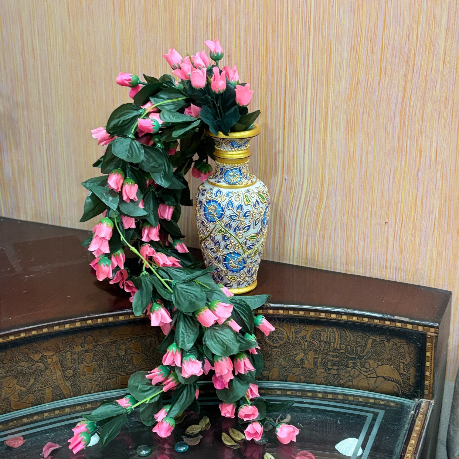 Artificial Hanging Flower for Home Decor | Realistic Hangings for Diwali Decor| Decorative Wall Hanging for Balcony, Garden, Living Room & Office - 31 Inch - Apkamart