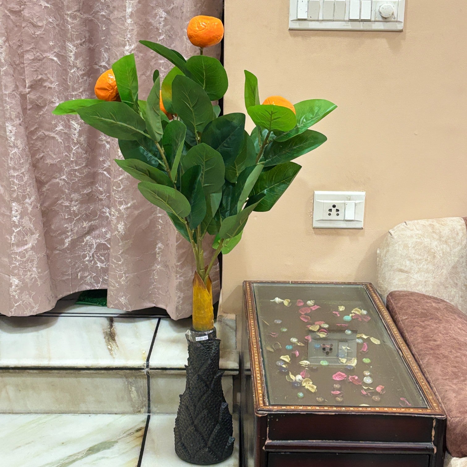 Artificial Leaf Tree | Faux Leaf Vine Plant for Home & Office | Decorative Indoor Potted Green Plant for Living Room Balcony Tabletop Diwali Decor Gifting - 36 Inch