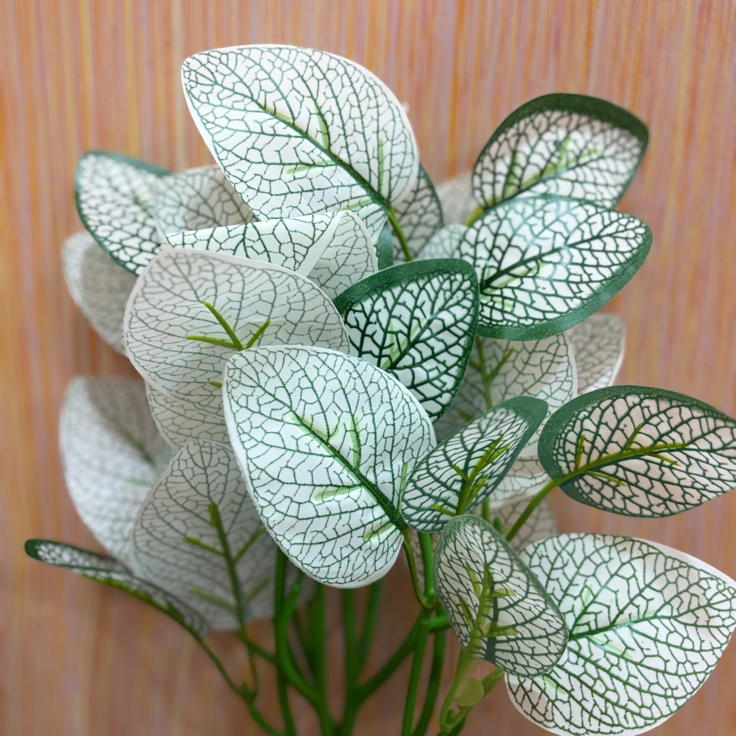 Artificial Leaf Bunch with Wooden Pot | Faux Potted Plant for Home Decor | Decorative Indoor & Outdoor Tabletop Plant for Living Room, Balcony, Office & Bedroom - 13 Inch - Apkamart #Style_Design 2