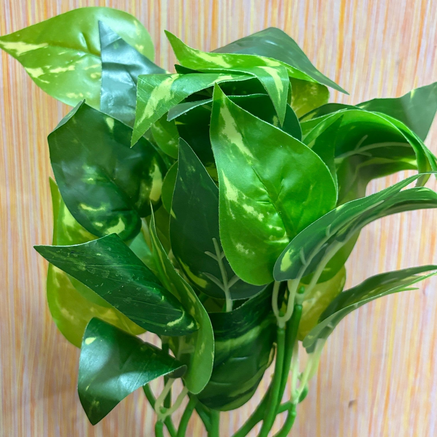 Artificial Leaf Bunch with Wooden Pot | Faux Potted Plant for Home Decor | Decorative Indoor & Outdoor Tabletop Plant for Living Room, Balcony, Office & Bedroom - 13 Inch - Apkamart #Style_Design 3