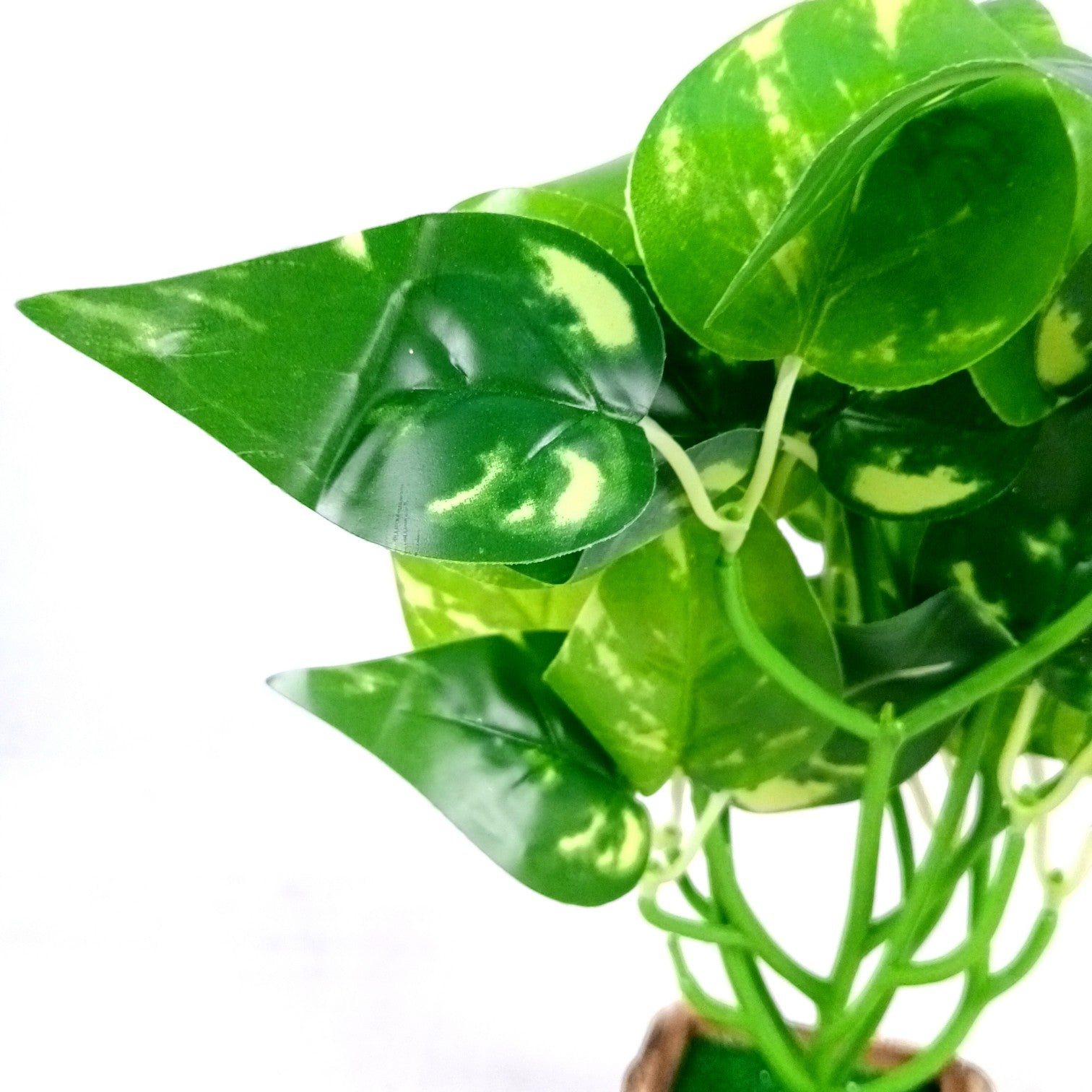 Artificial Leaf Bunch with Wooden Pot | Faux Potted Plant for Home Decor | Decorative Indoor & Outdoor Tabletop Plant for Living Room, Balcony, Office & Bedroom - 13 Inch - Apkamart #Style_Design 3
