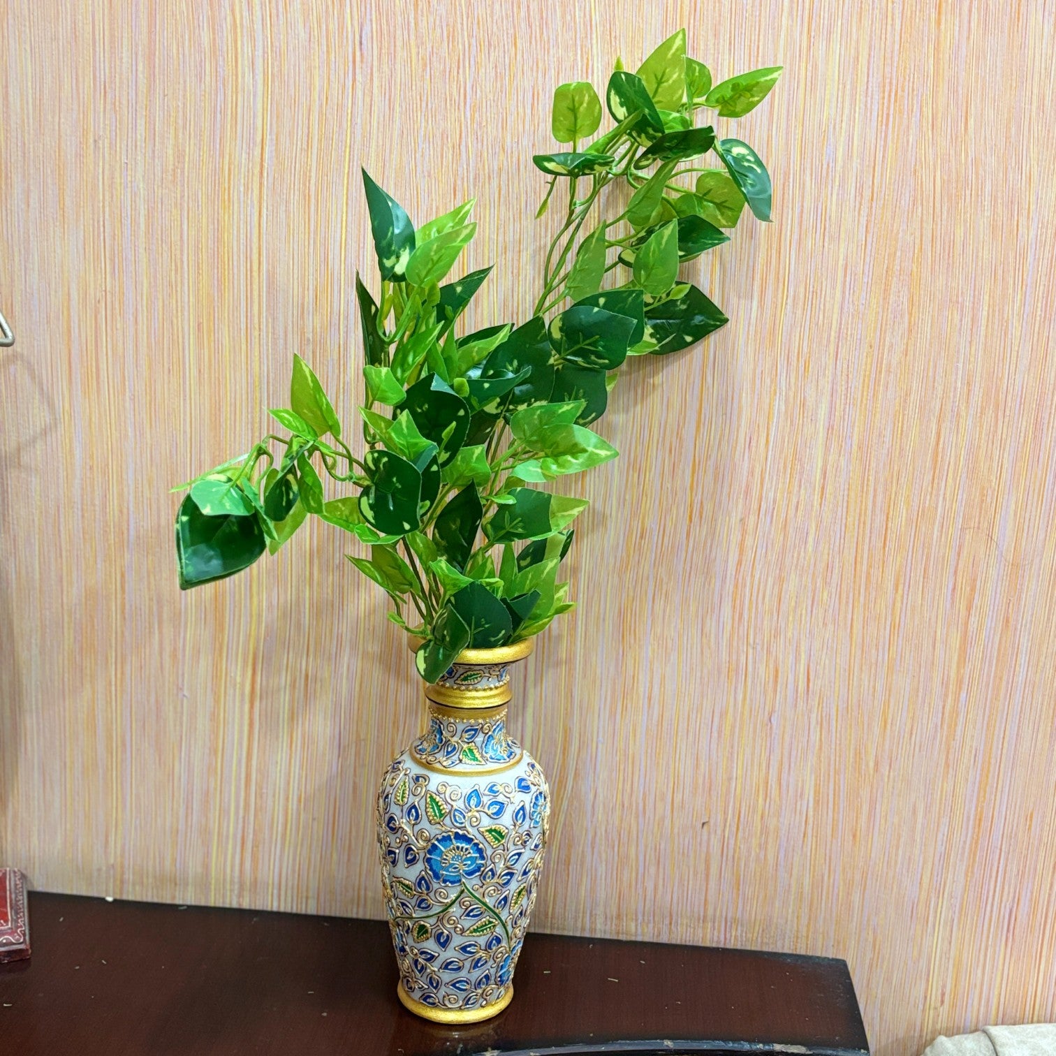Artificial Leaf Bunch | Faux Vine Plant for Home, Balcony & Tabletop Decor | Realistic Indoor Greenery for Living Room, Office, Festive Decoration & Gifting - 16 Inch - Apkamart #Style_Design 1