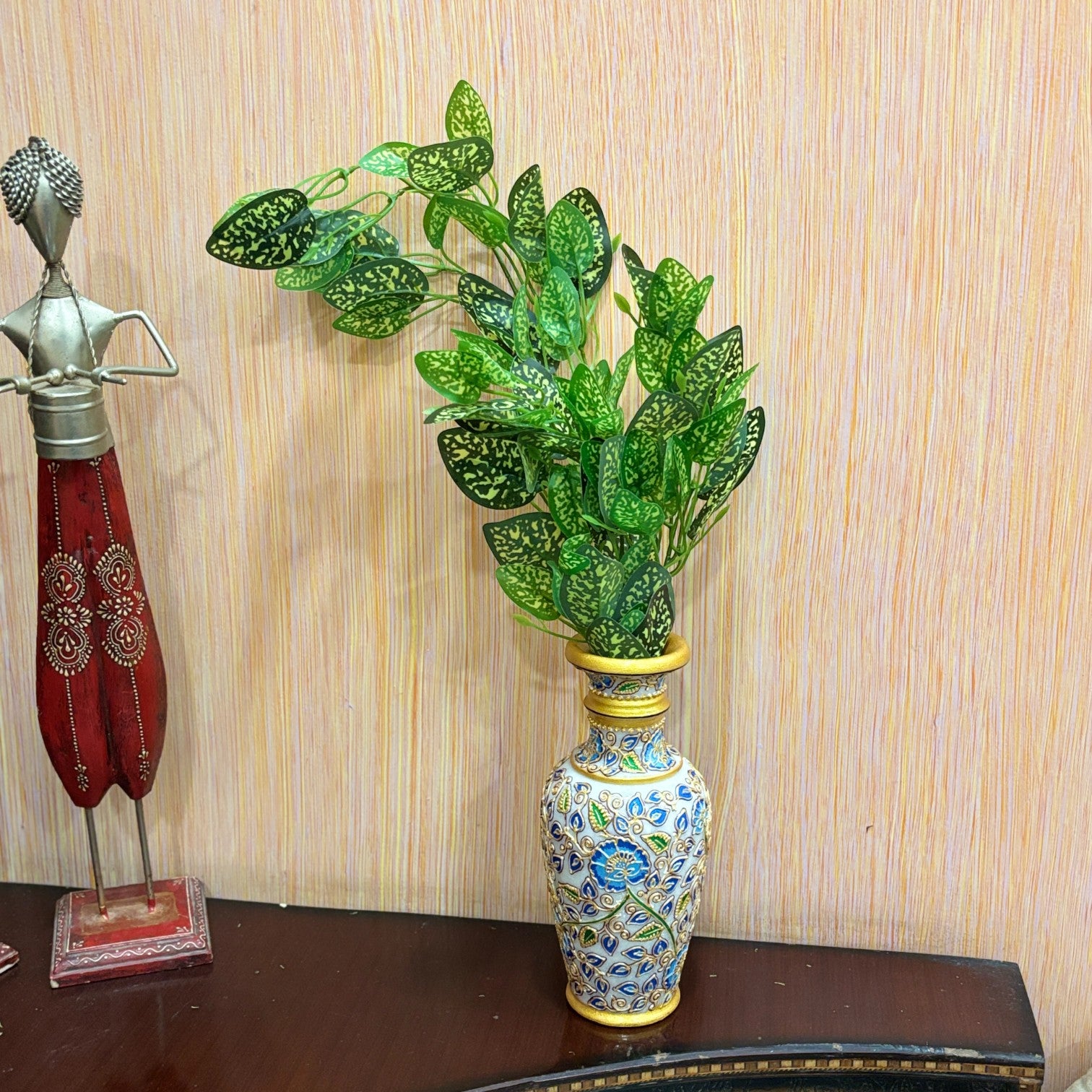 Artificial Leaf Bunch | Faux Vine Plant for Home, Balcony & Tabletop Decor | Realistic Indoor Greenery for Living Room, Office, Festive Decoration & Gifting - 16 Inch - Apkamart #Style_Design 3