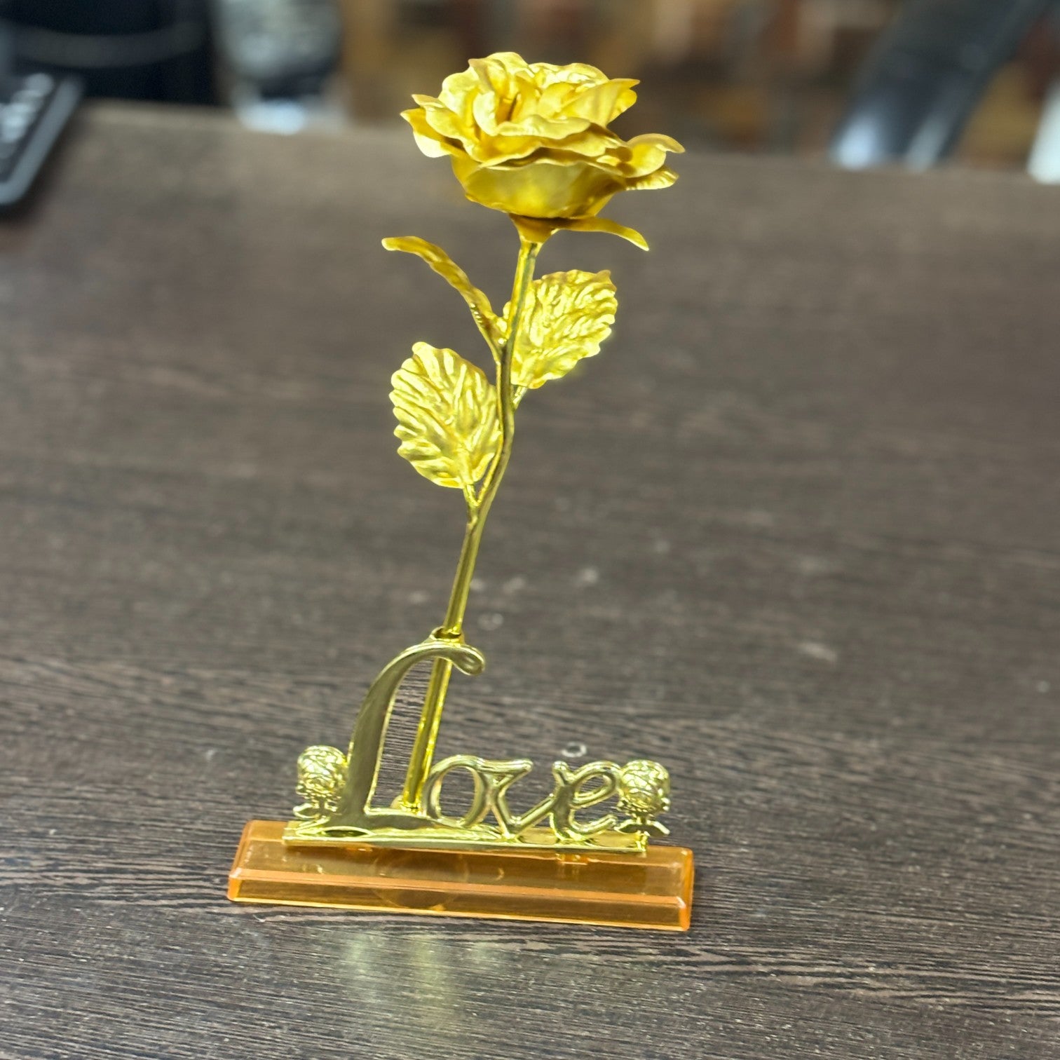 Artificial Golden Rose Flower | Valentine Gift for Girlfriend, Wife & Loved Ones | Decorative Golden Metal Rose for Anniversary, Birthday & Romantic Gift - 10 Inch - Apkamart