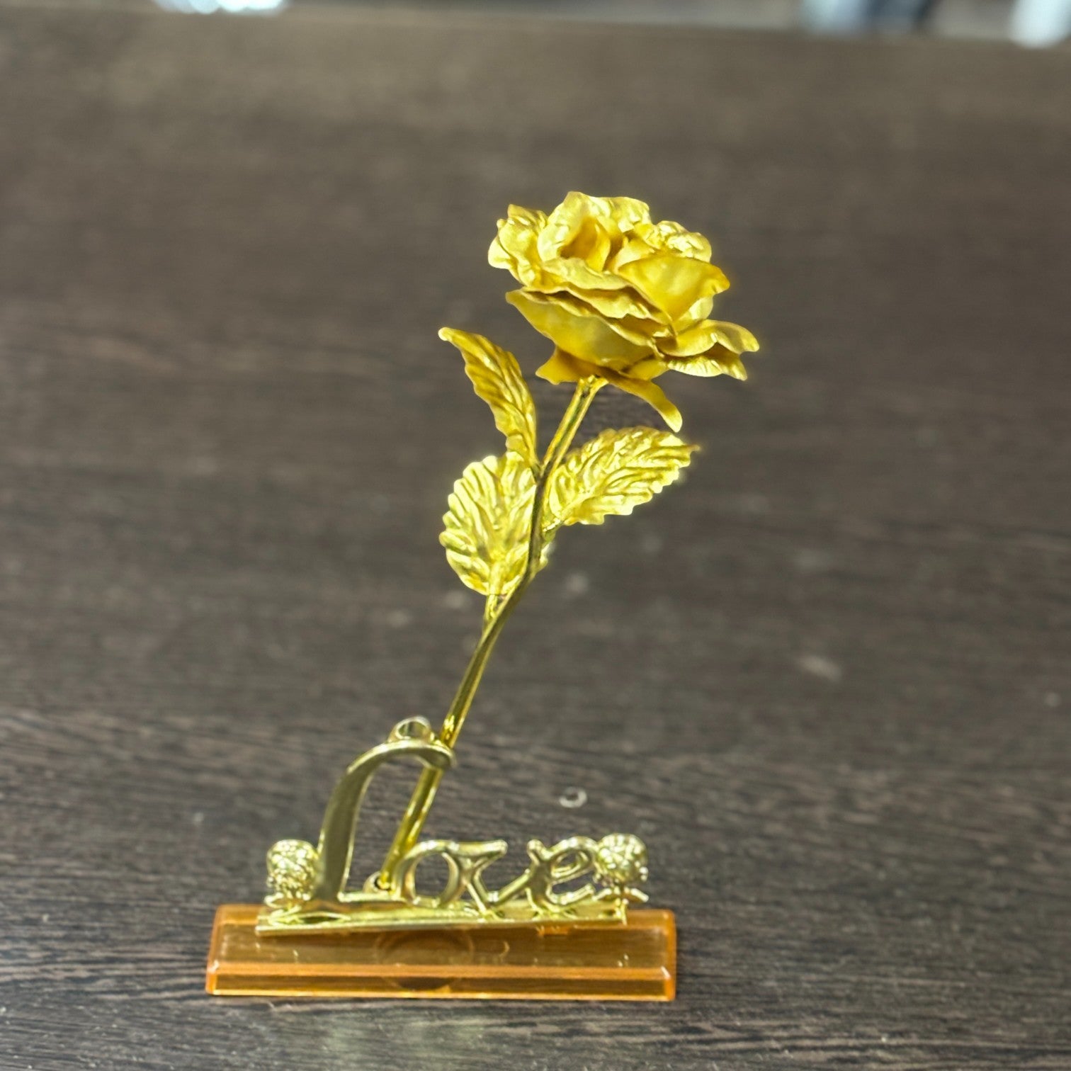 Artificial Golden Rose Flower | Valentine Gift for Girlfriend, Wife & Loved Ones | Decorative Golden Metal Rose for Anniversary, Birthday & Romantic Gift - 10 Inch - Apkamart