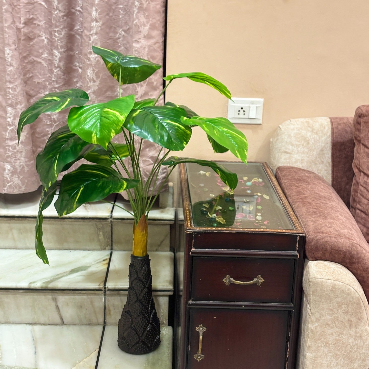 Artificial Leaves Tree for Home & Office Decor | Faux Plant | Artificial Leaf Vine Tree for Balcony, Living Room, Indoor Plant, Festive & Diwali Decoration - 35 Inch
