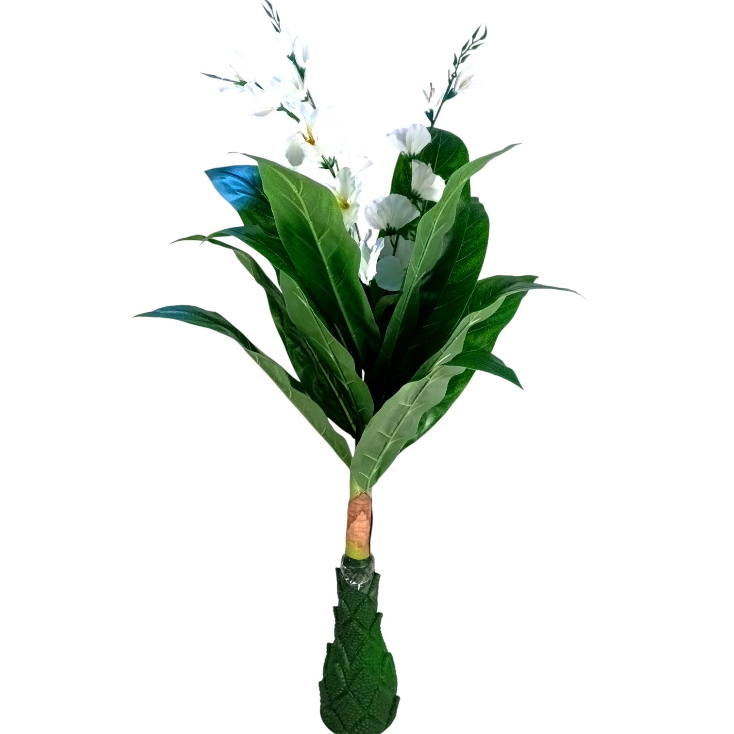 Artificial Green Leaf Tree with Flowers | Faux Decorative Plant for Home, Office & Balcony | Artificial Leaf Tree for Living Room, Bedroom, Patio, Garden - 45 Inch - Apkamart #Color_White