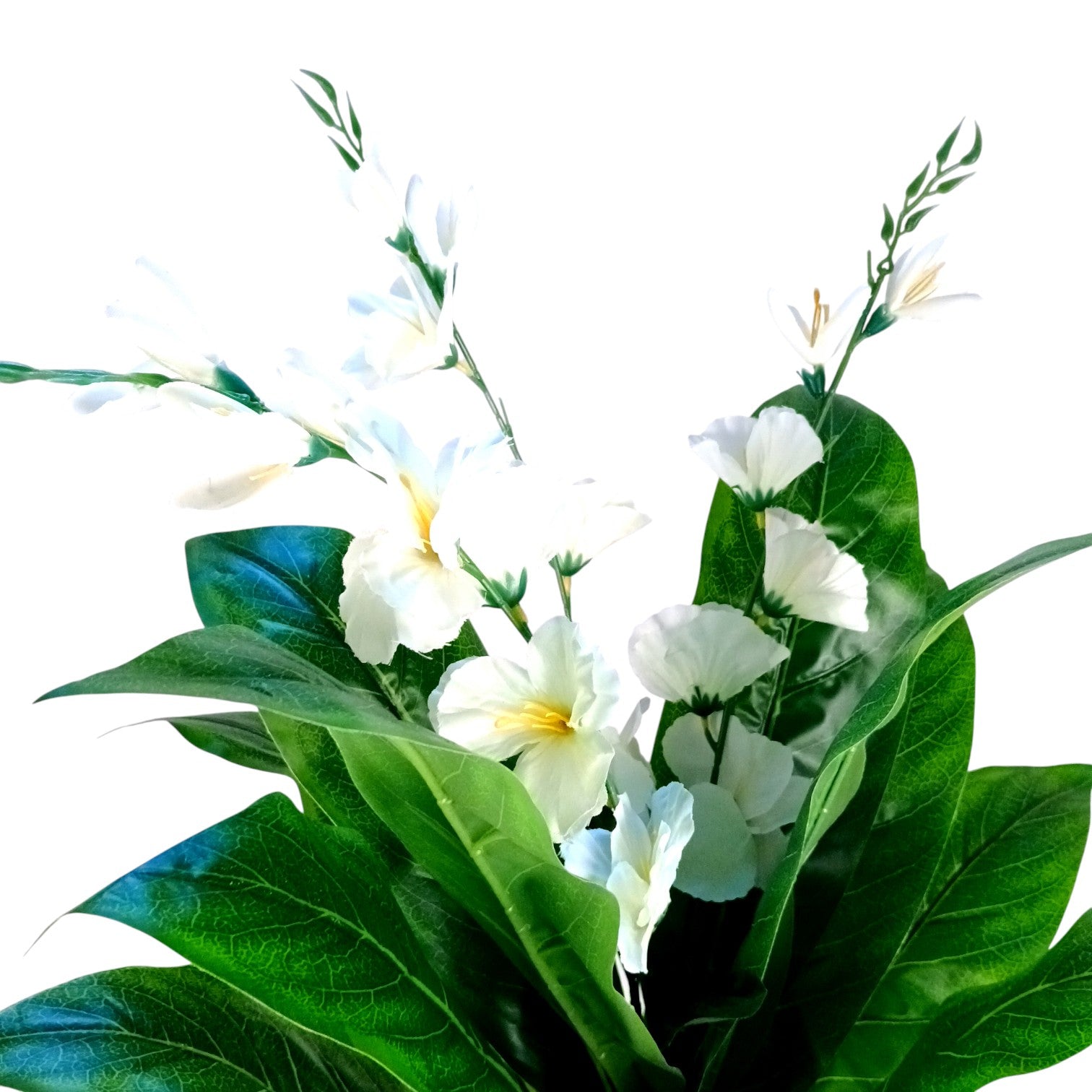 Artificial Green Leaf Tree with Flowers | Faux Decorative Plant for Home, Office & Balcony | Artificial Leaf Tree for Living Room, Bedroom, Patio, Garden - 45 Inch - Apkamart #Color_White