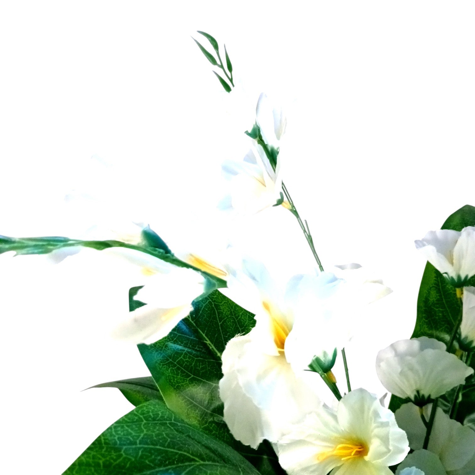 Artificial Green Leaf Tree with Flowers | Faux Decorative Plant for Home, Office & Balcony | Artificial Leaf Tree for Living Room, Bedroom, Patio, Garden - 45 Inch - Apkamart #Color_White