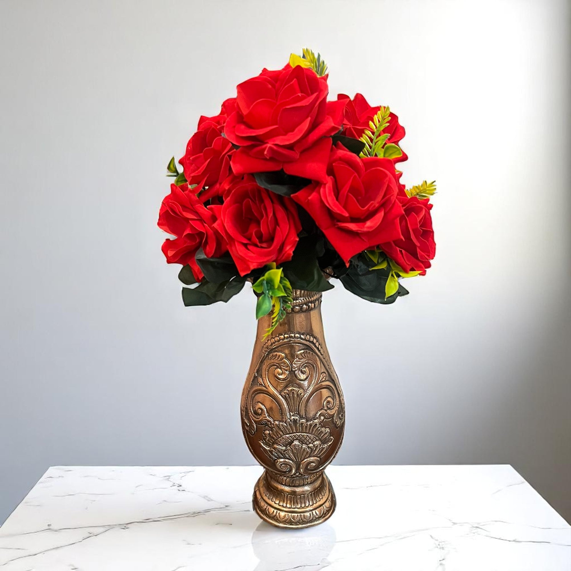 Artificial Flowers Rose Bunches for Vase Pot | Faux Flowers Stem - for Home Decor Living Room Side Table Centerpiece - 16 Inch - Apkamart