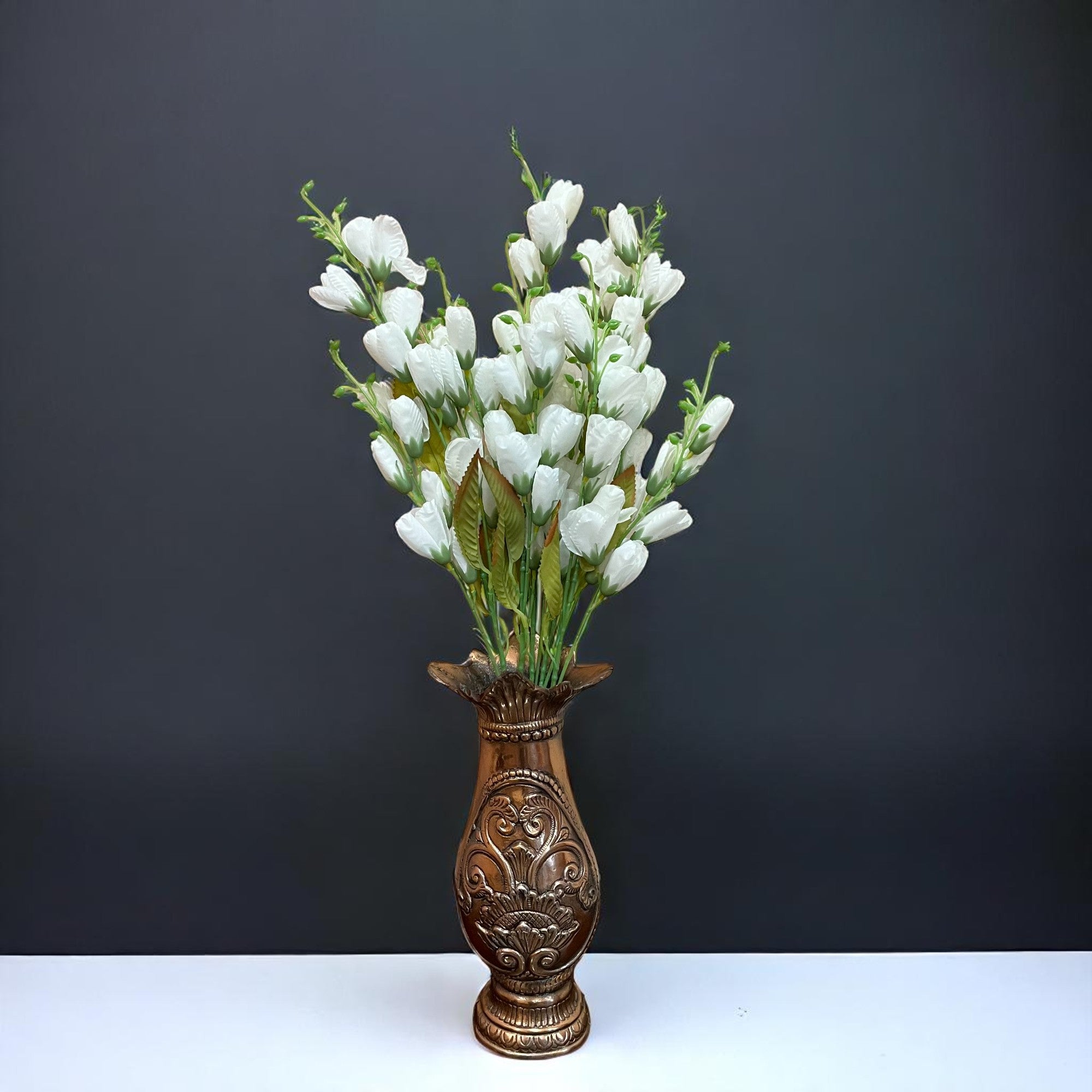 Artificial Flowers | Faux Tulips Flowers Bunch - for Home Decor, Office Corner, Living Room, Side Table, Centerpiece - 27 Inch - Apkamart #Colour_White