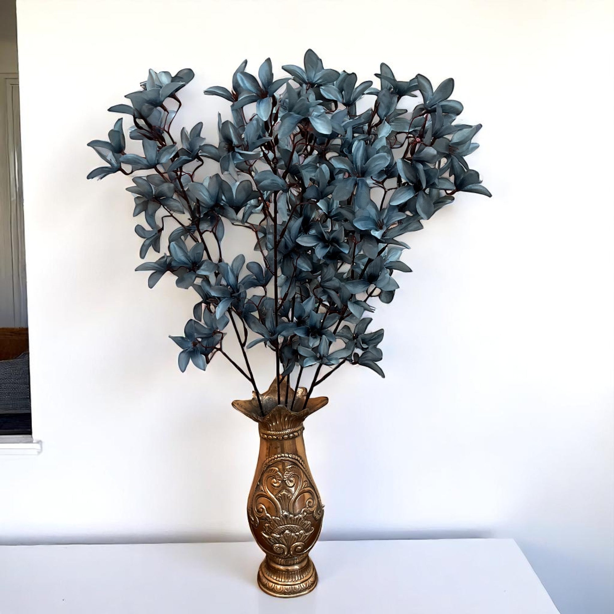 Artificial Flowers | Faux Flowers Bunch - for Home Decor, Living Room, Side Table, Centerpiece - 29 Inch - Apkamart #Colour_Blue